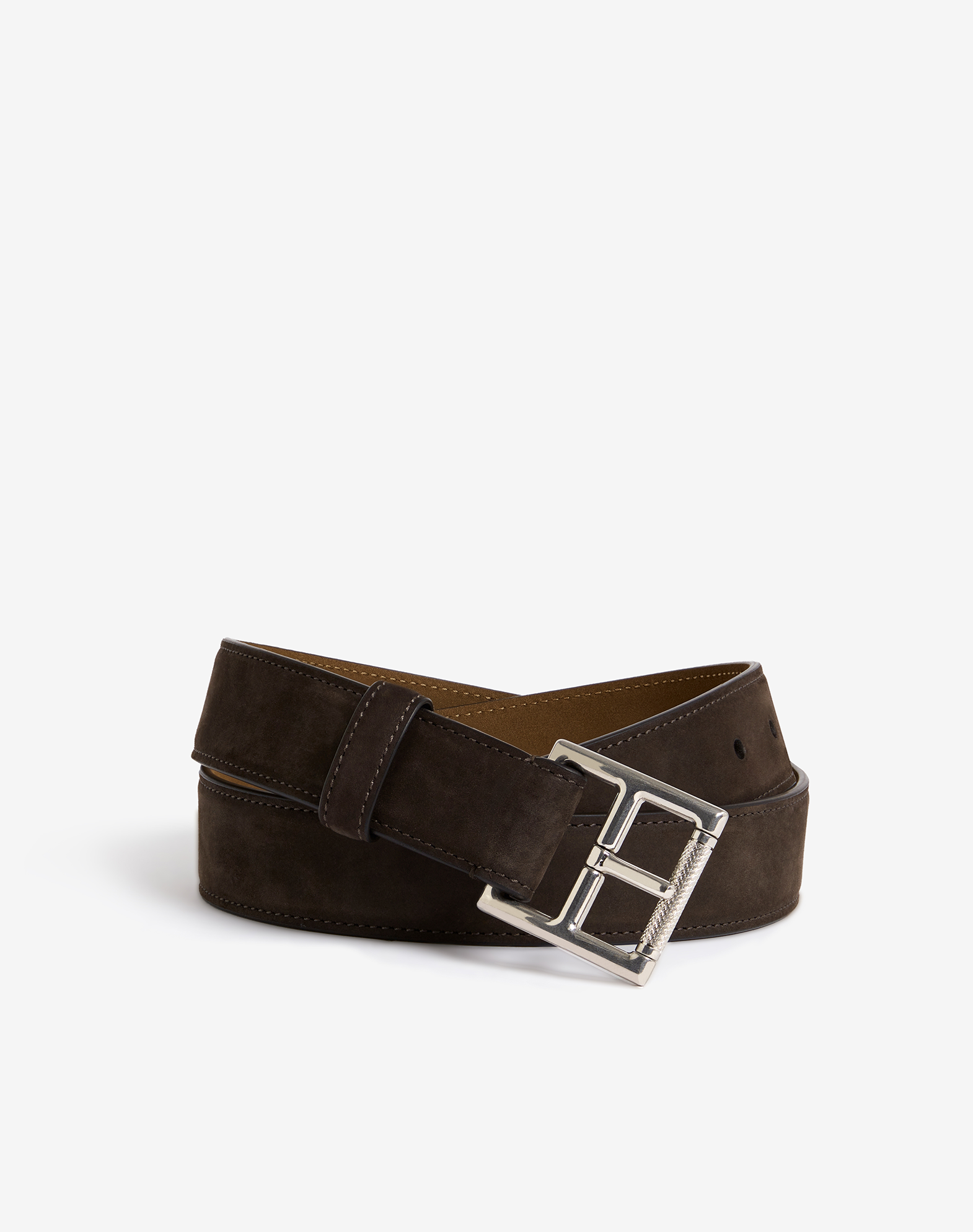 Shop Dunhill 30mm Tongue Square Buckle Suede Belt In Brown