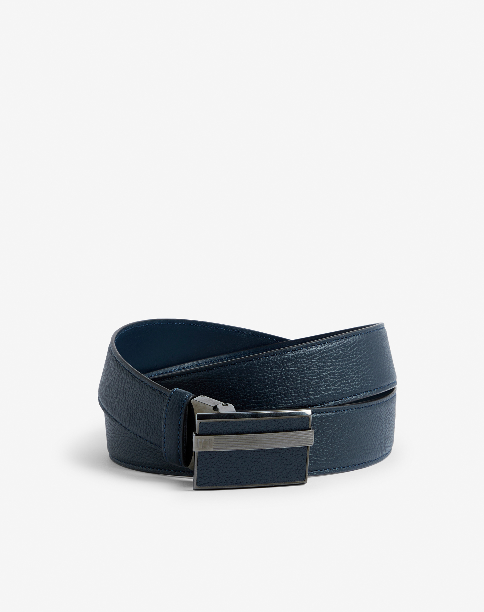 DUNHILL 35MM SLIM LONGTAIL BUCKLE GRAIN LEATHER BELT 