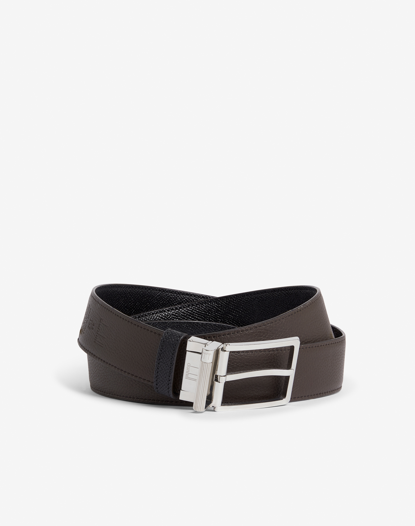 Dunhill Reversible 35mm Rounded Roller Buckle Cadogan Leather Belt In Black