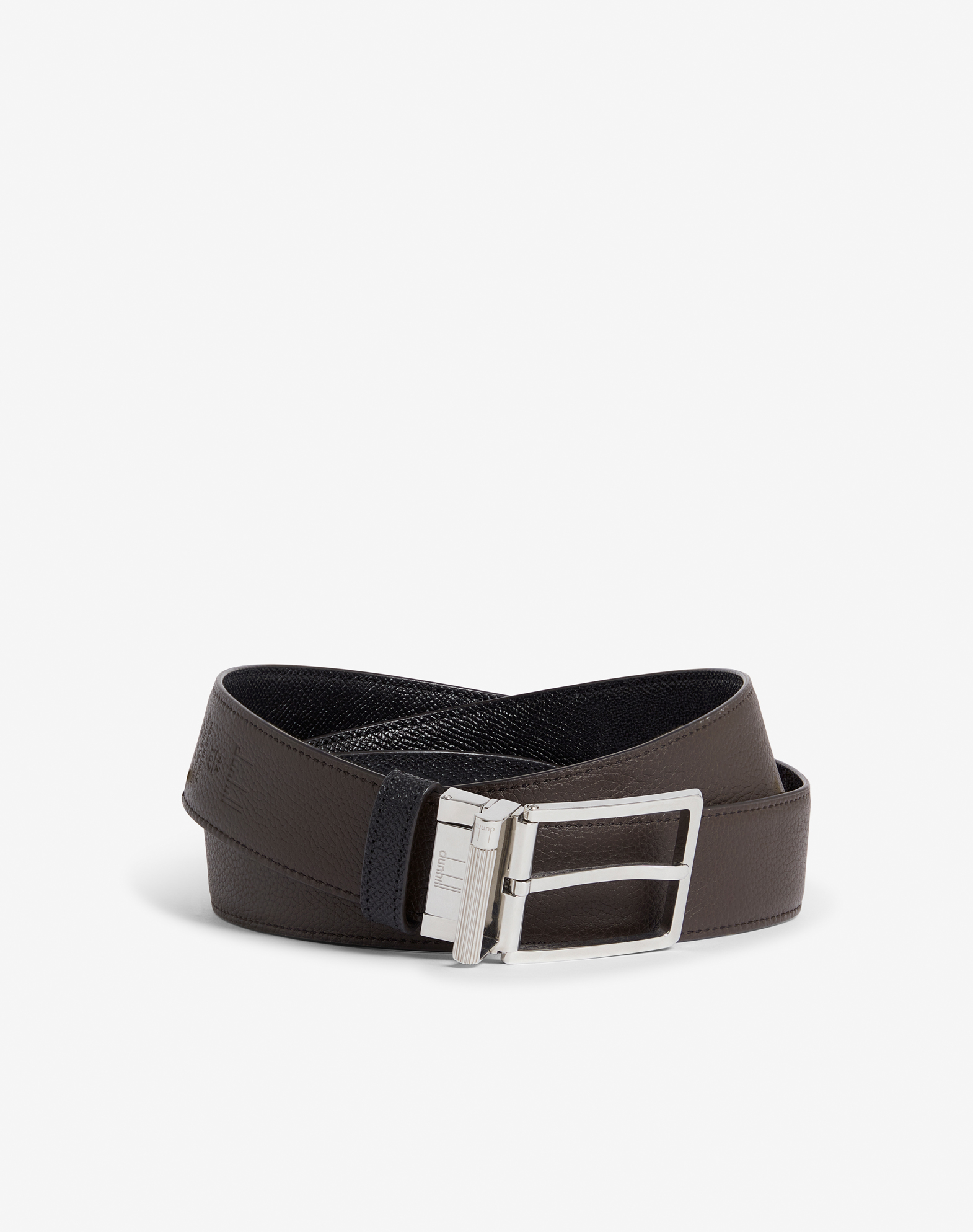 Shop Dunhill Reversible 35mm Rounded Roller Buckle Cadogan Leather Belt In Black