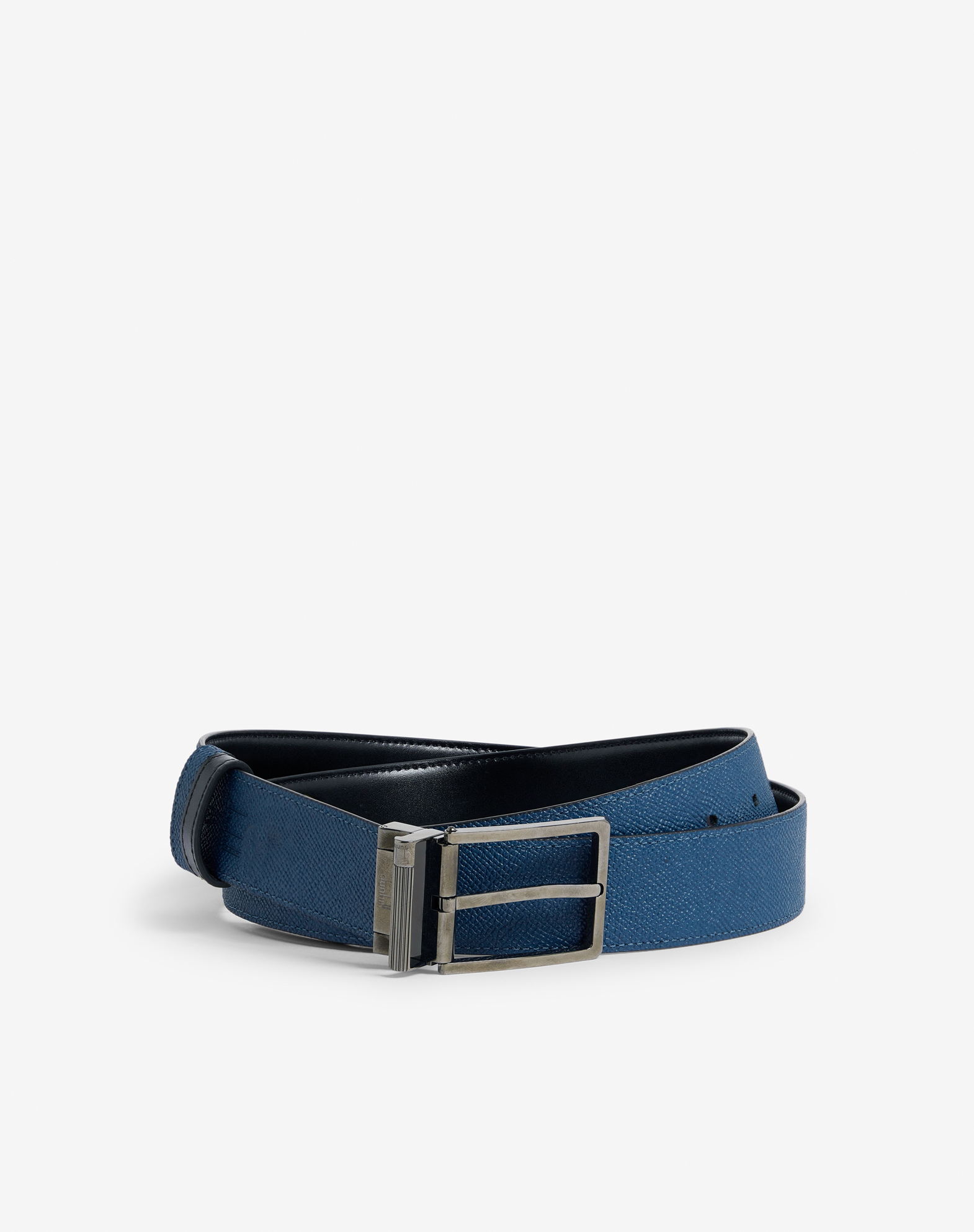 Dunhill Reversible 35mm Rounded Roller Buckle Smooth Leather Belt In Blue