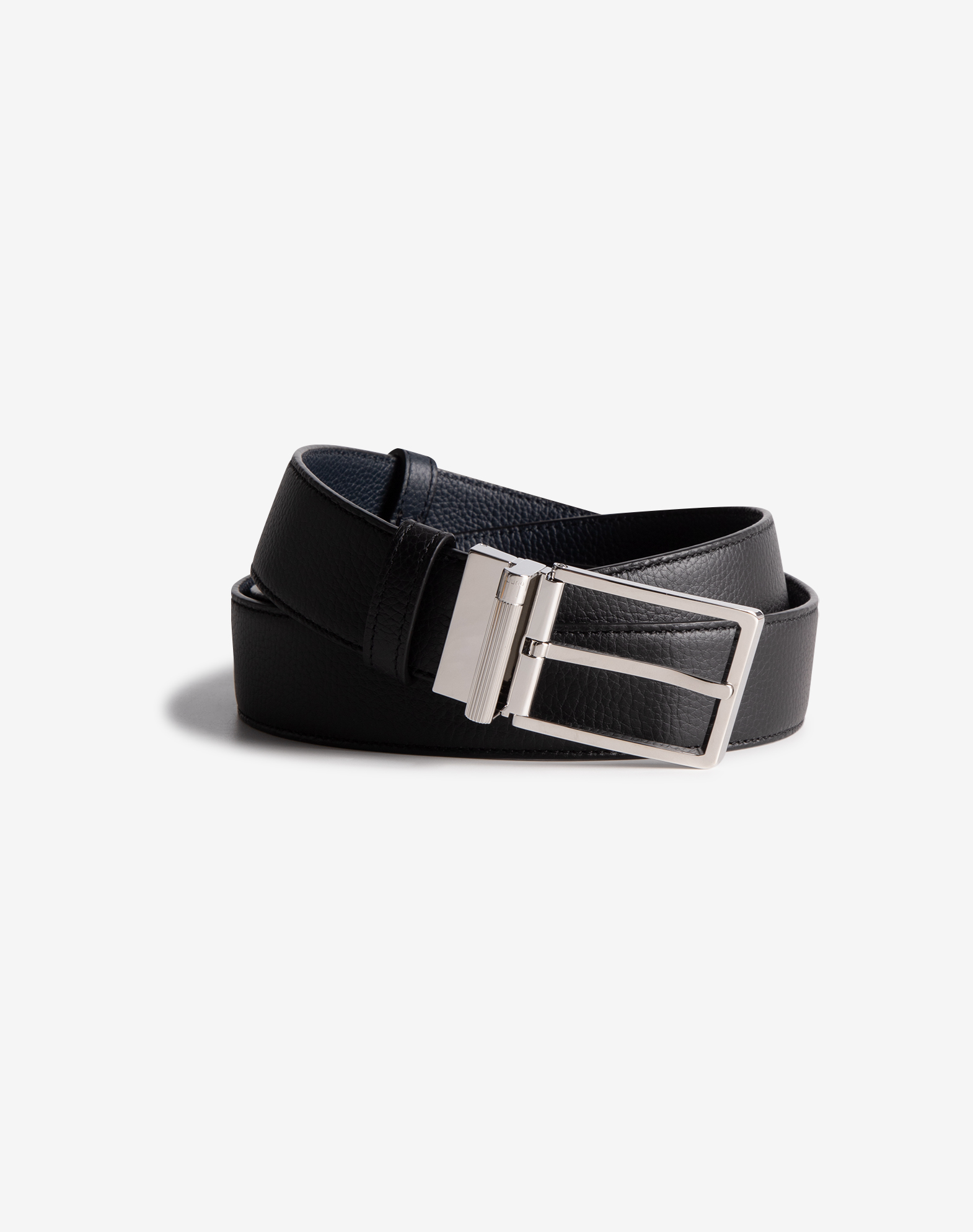 DUNHILL REVERSIBLE 35MM ROUNDED ROLLER BUCKLE GRAIN LEATHER BELT 
