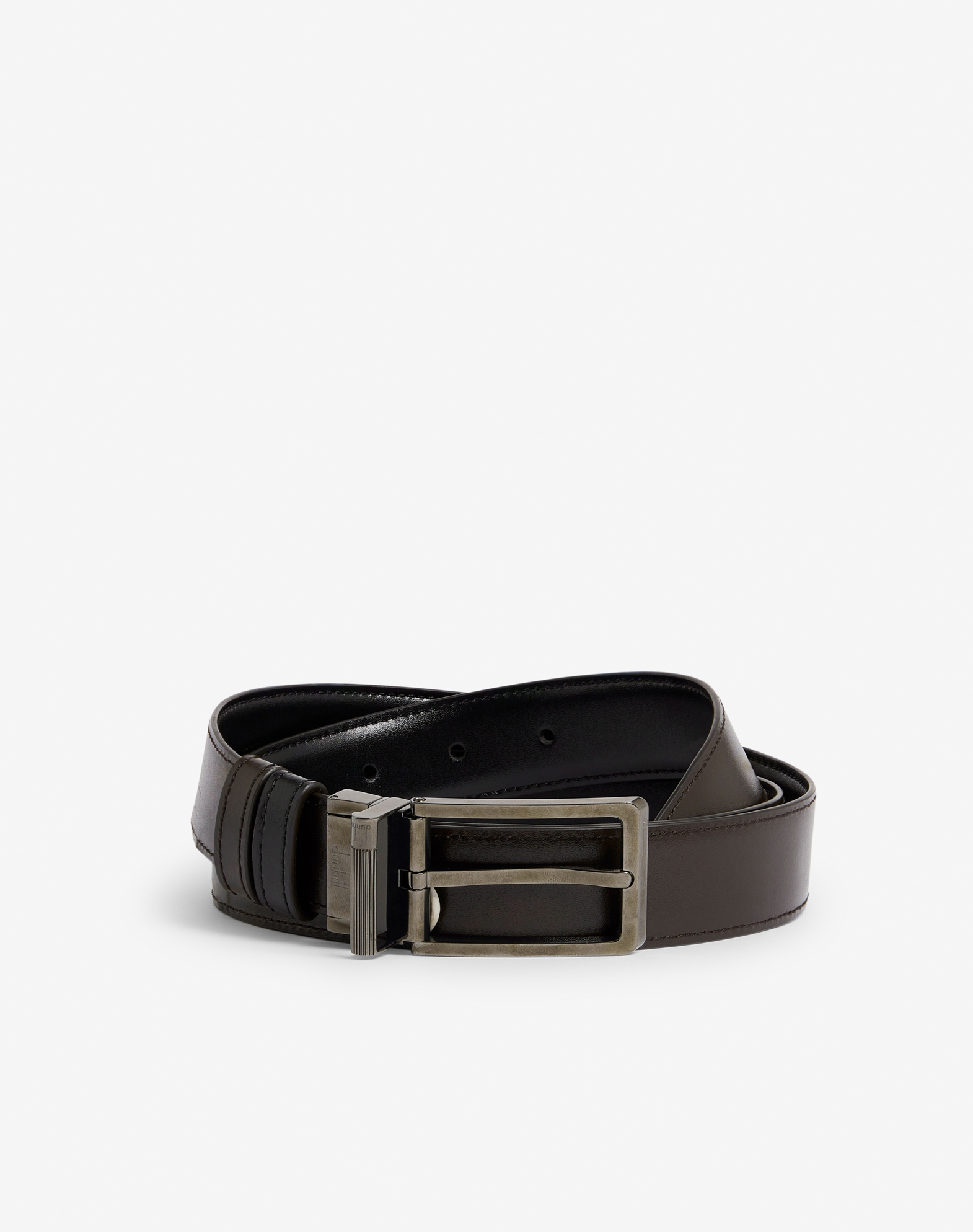 Dunhill Reversible 30mm Rounded Roller Buckle Smooth Leather Belt In Black