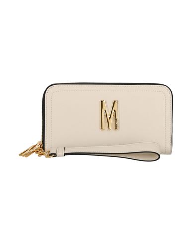 Shop Moschino M Logo Leather Wallet Woman Wallet Ivory Size - Calfskin In White