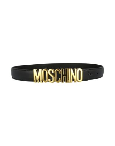 Shop Moschino Logo Lettering Leather Belt Woman Belt Black Size 39.5 Calfskin