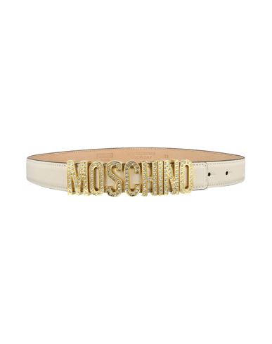 Shop Moschino Crystal Embellished Logo Lettering Belt Woman Belt Ivory Size 39.5 Calfskin In White