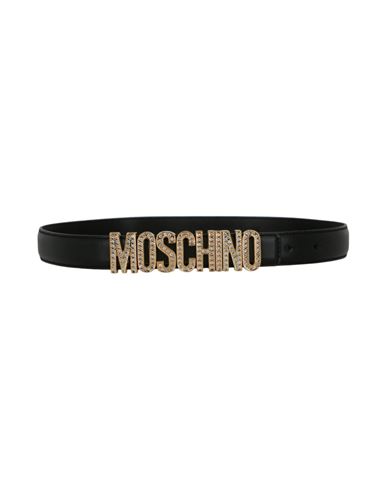 Shop Moschino Logo Lettering Leather Belt Woman Belt Black Size 39.5 Calfskin