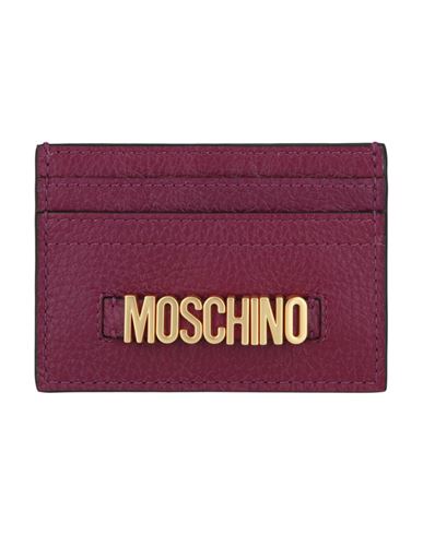 Shop Moschino Belt Logo Leather Card Holder Woman Document Holder Purple Size - Leather