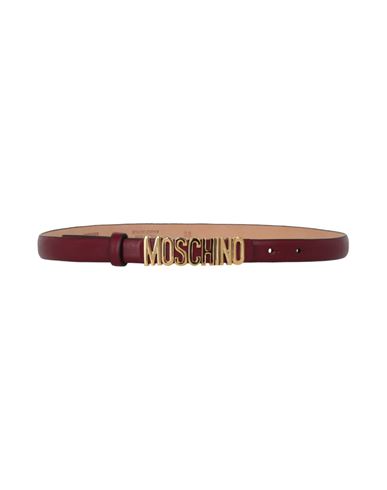 Shop Moschino Logo Lettering Leather Belt Woman Belt Purple Size 36 Calfskin