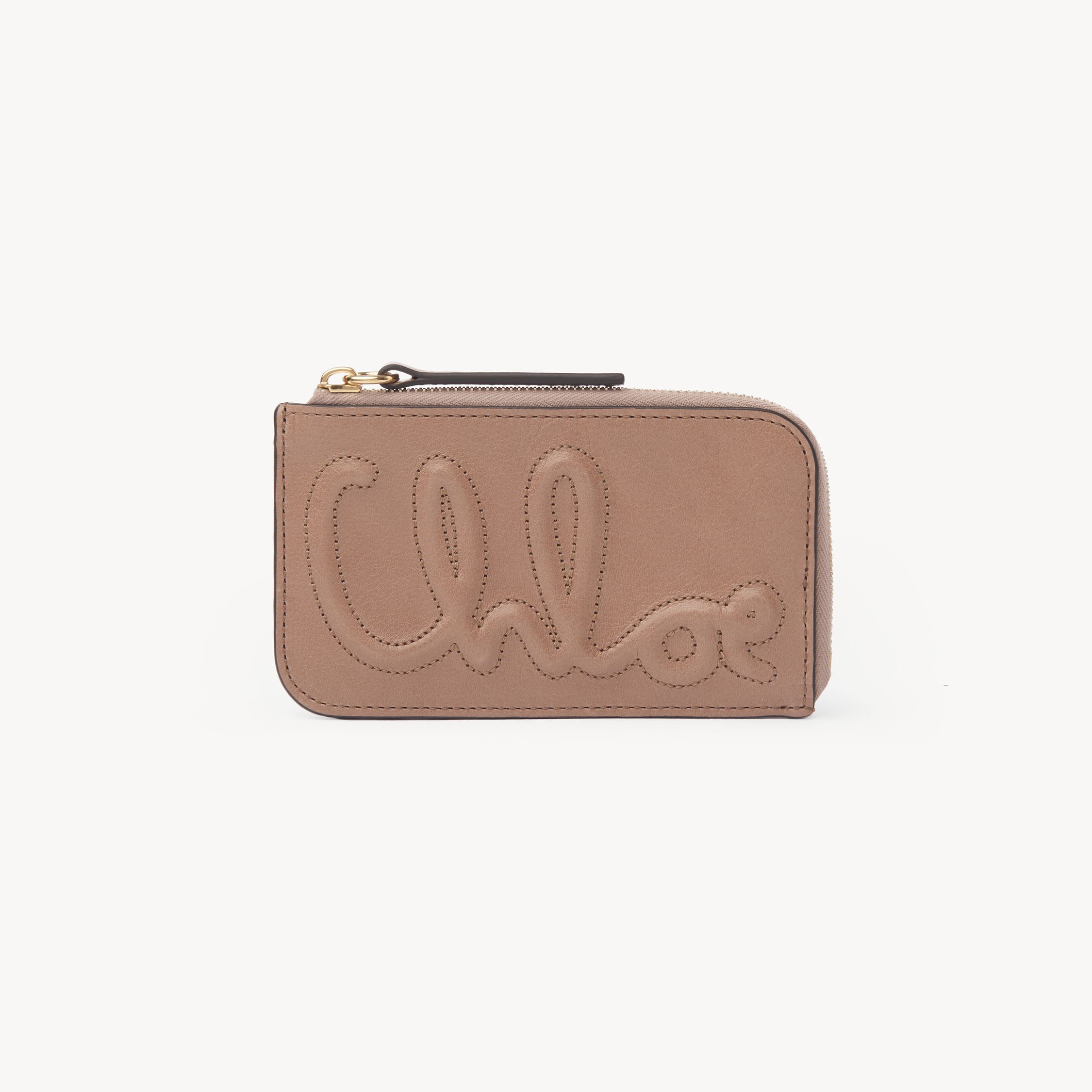 Chloé C  Small Purse With Card Slots In Shiny Leather Pink Size Onesize 100% Calf-skin Leather In Pink