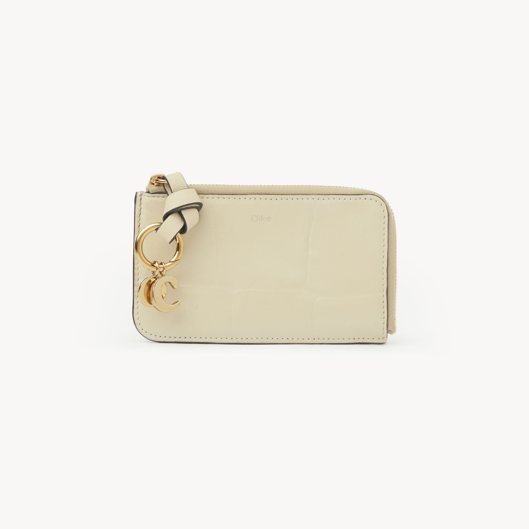 Chloé Alphabet Wallet In Croco-effect Leather Beige Size Onesize 100% Calf-skin Leather In Beige