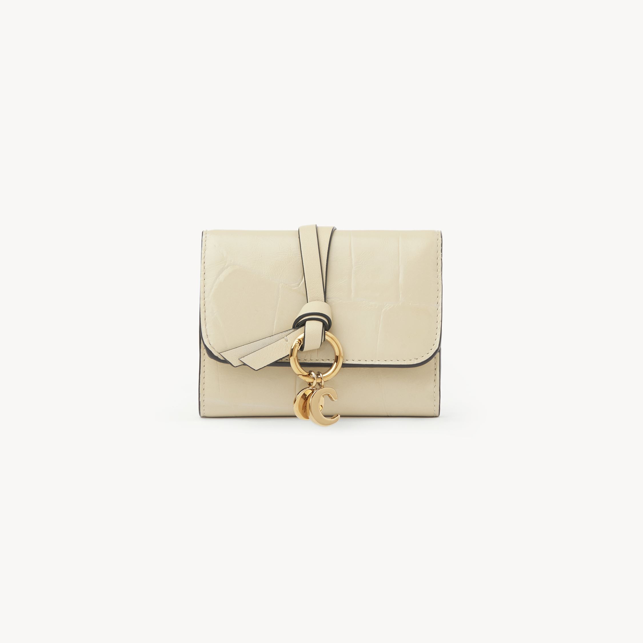 Chloé Petit Portefeuille À Trois Volets Alphabet En Cuir Effet Crocodile Femme Beige Taille Onesize 100% C In Beige