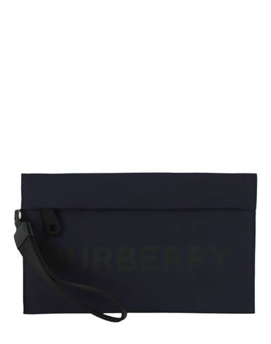 Burberry Logo Nylon Pouch Woman Pouch Blue Size Onesize Polyamide