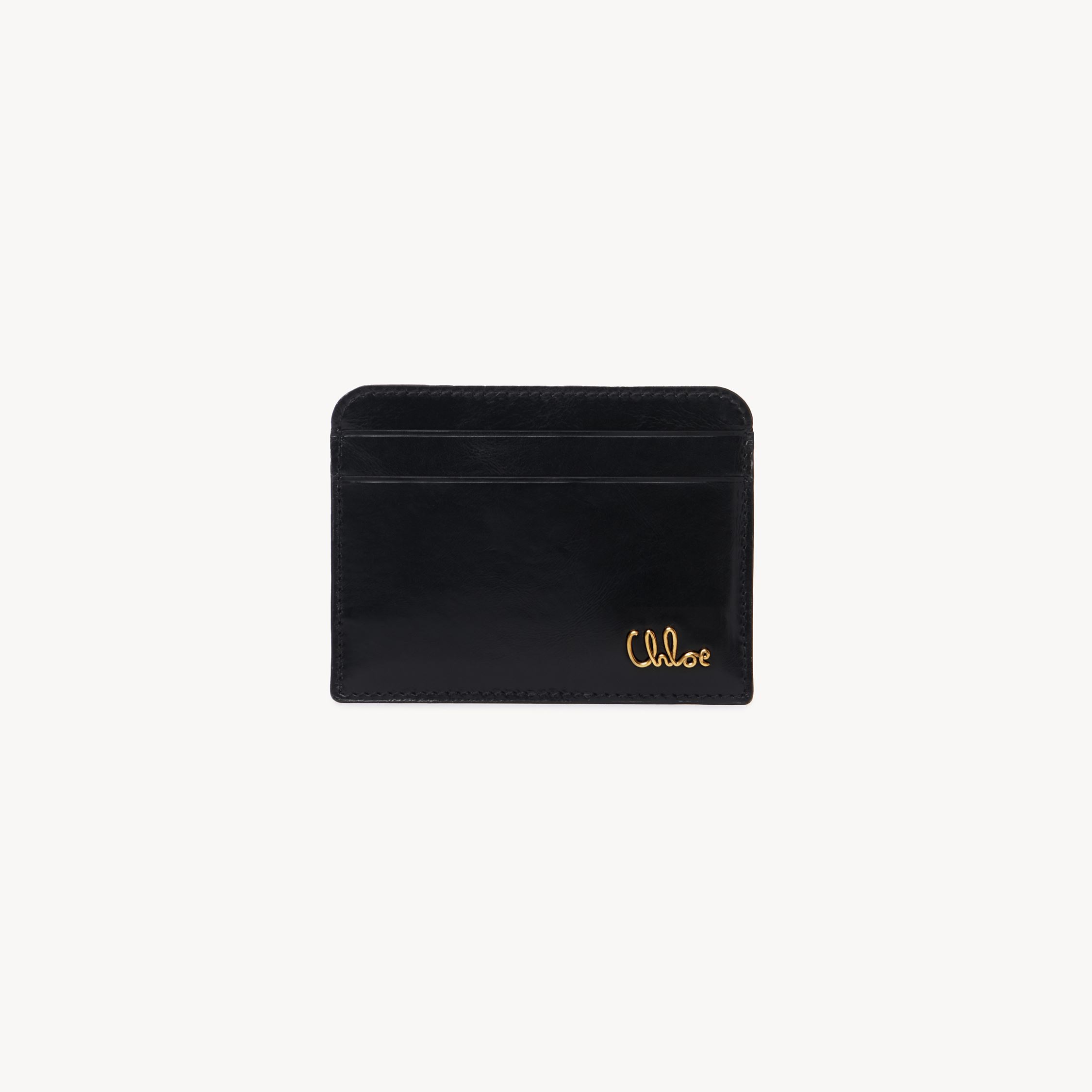 Chloé Porte-cartes  Iconic En Cuir Brillant Femme Noir Taille Onesize 100% Cuir De Veau In Black