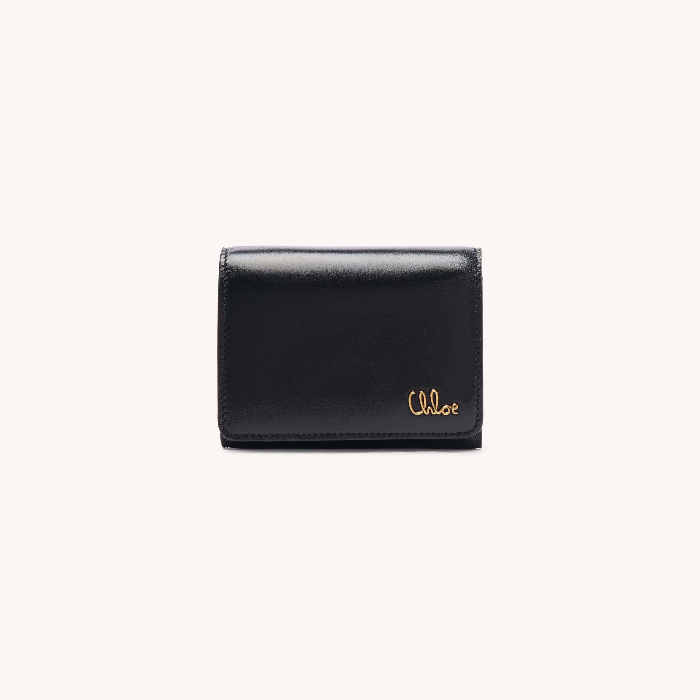 Chloé Petit Portefeuille À Trois Volets  Iconic En Cuir Brillant Femme Noir Taille Onesize 100% Cuir In Black
