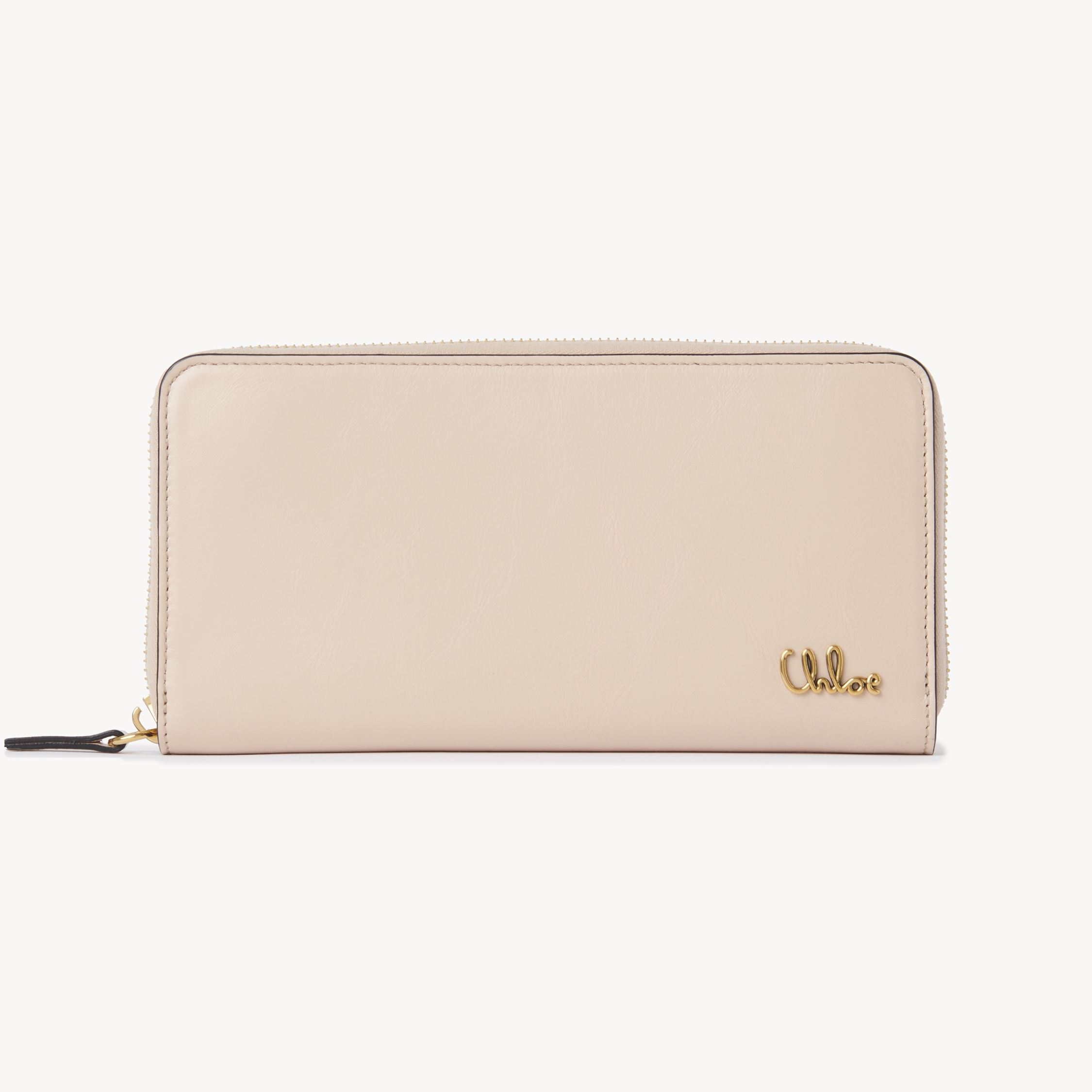 Chloé Portefeuille Long Zippé  Iconic En Cuir Brillant Femme Rose Taille Onesize 100% Cuir De Veau In Pink