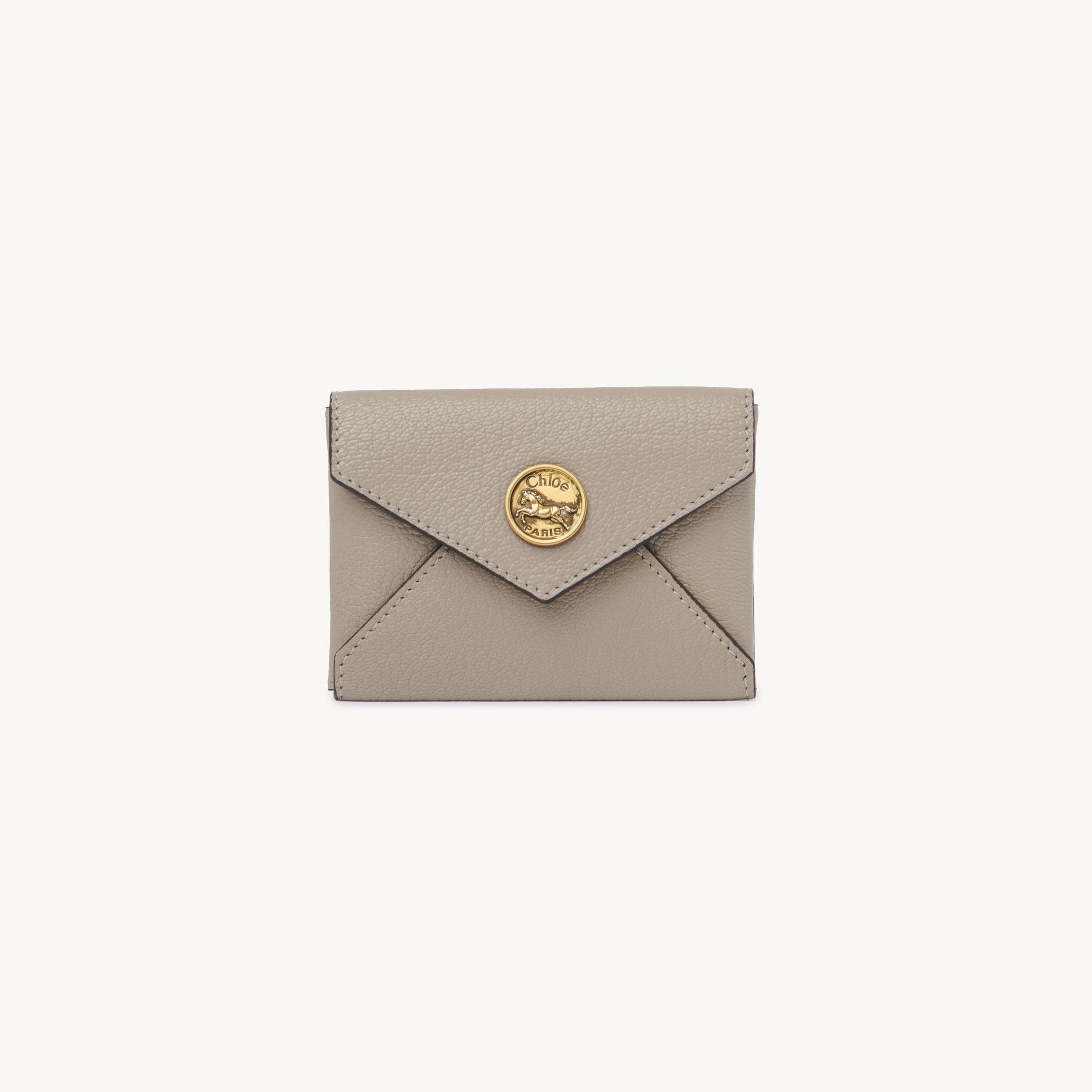 Chloé Porte-cartes Envelope En Cuir Grainé Femme Gris Taille Onesize 100% Peau De Chèvre In Grey