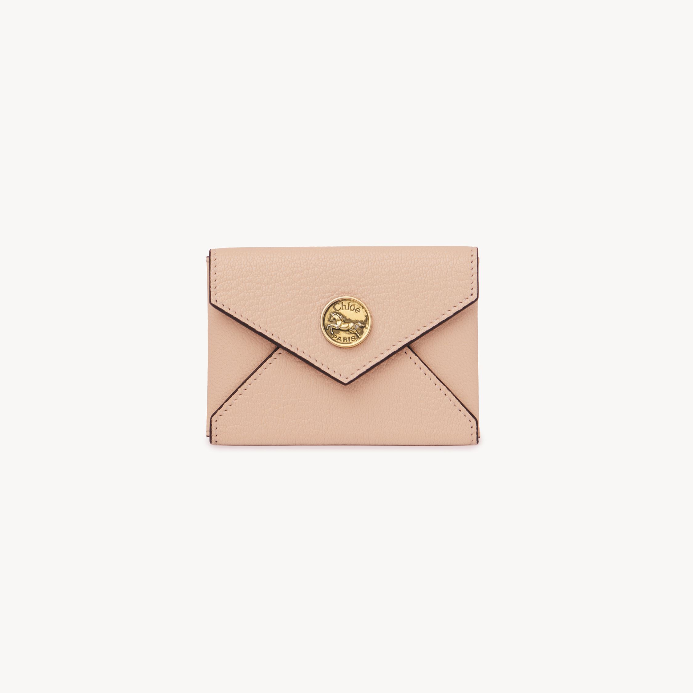 Chloé Porte-cartes Envelope En Cuir Grainé Femme Beige Taille Onesize 100% Peau De Chèvre In Beige