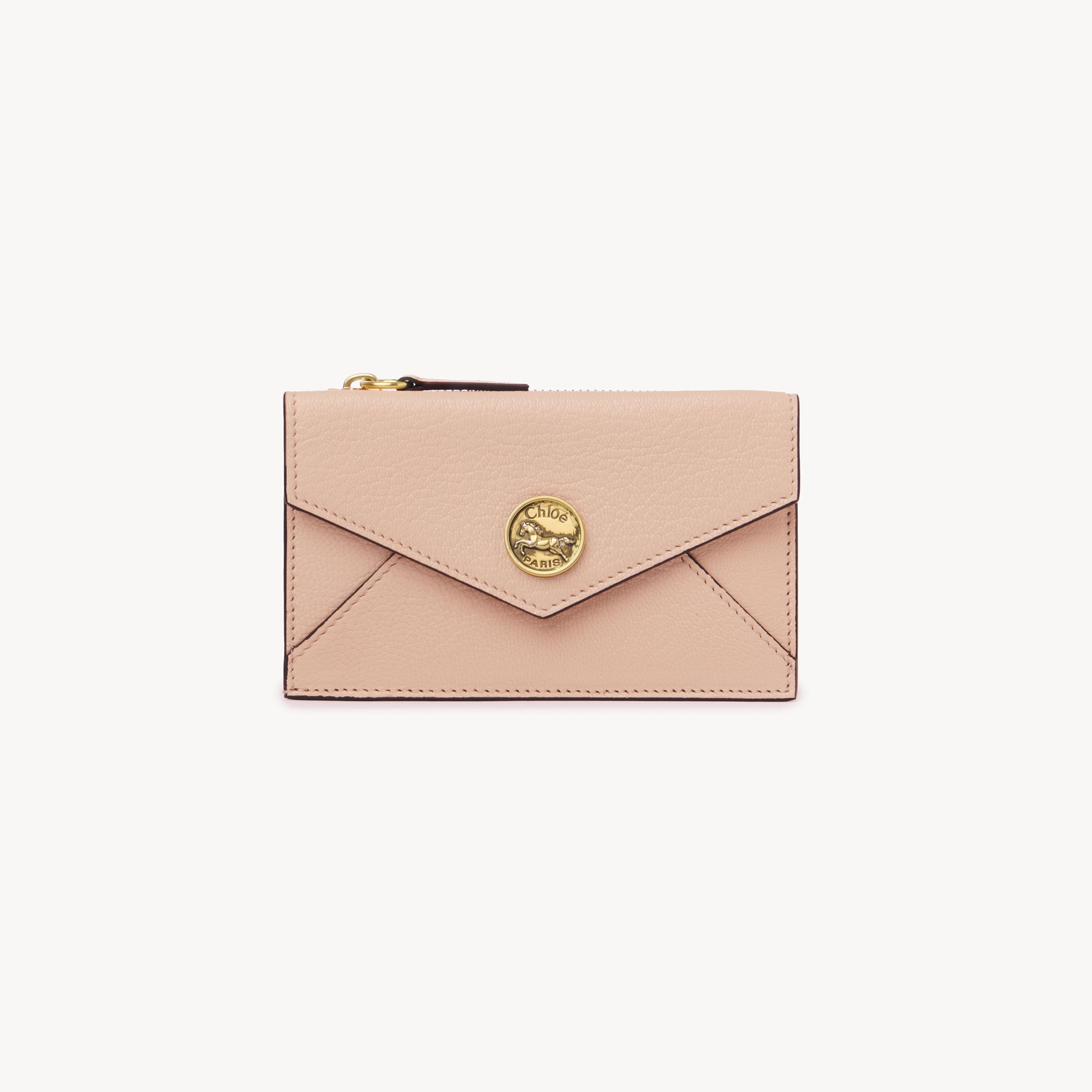 Chloé Small Envelope Purse With Card Slots In Grained Leather Beige Size Onesize 100% Goatskin In Beige