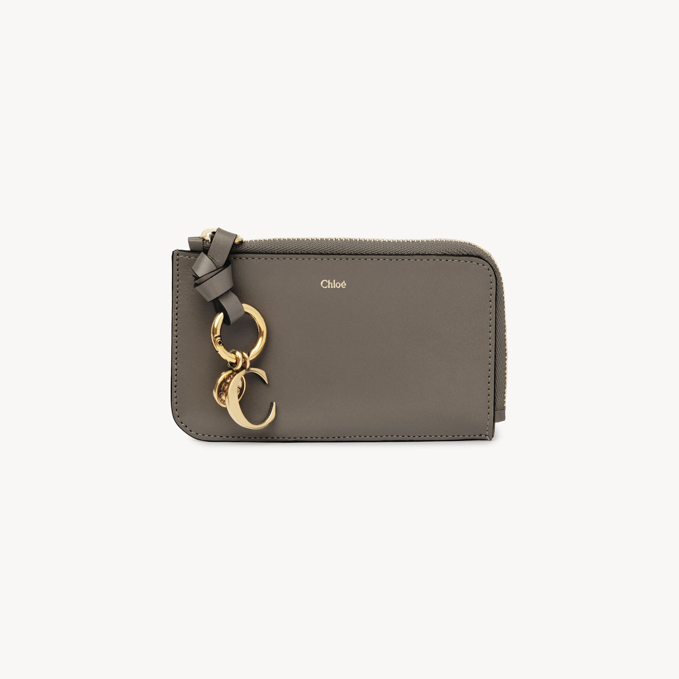 Chloé Alphabet Wallet In Shiny Leather Grey Size Onesize 100% Calf-skin Leather In Grey