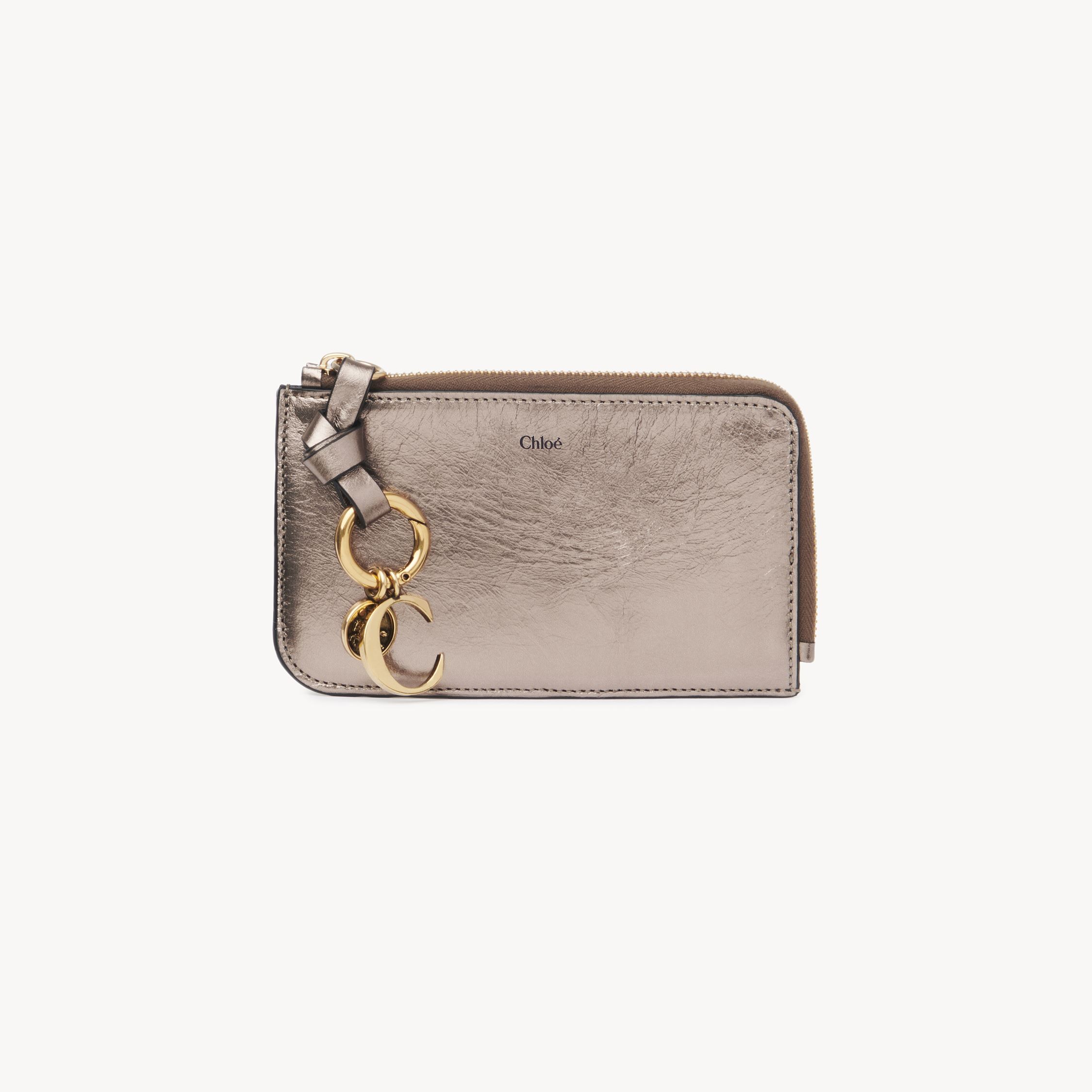 Chloé Alphabet Wallet In Metallised Leather Grey Size Onesize 100% Calf-skin Leather In Grey