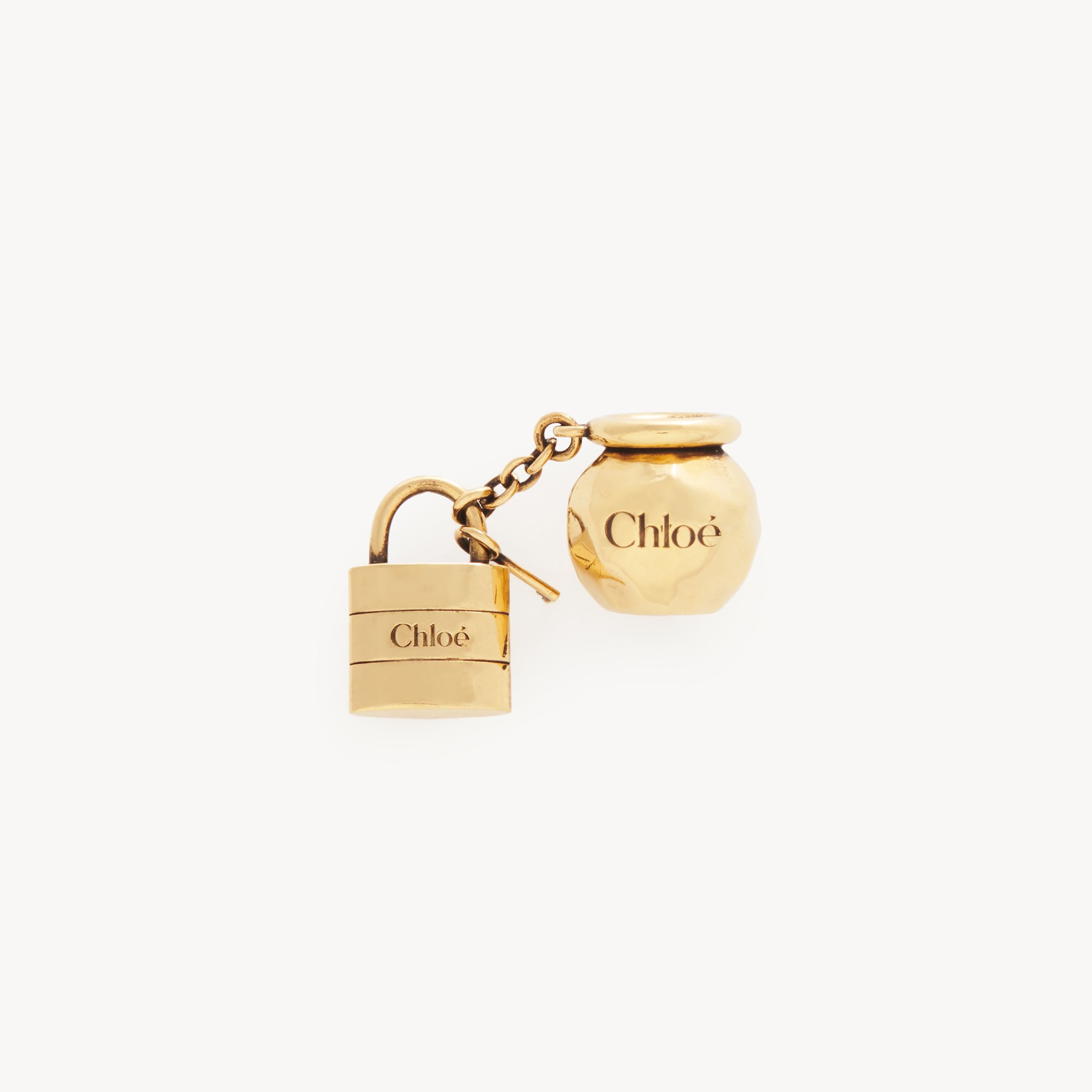 CHLOÉ SPHERE LOCK DICE BRACELET CHARM IN BRASS GOLD SIZE ONESIZE 92% BRONZE, 5% BRASS, 3% PLASTIC 