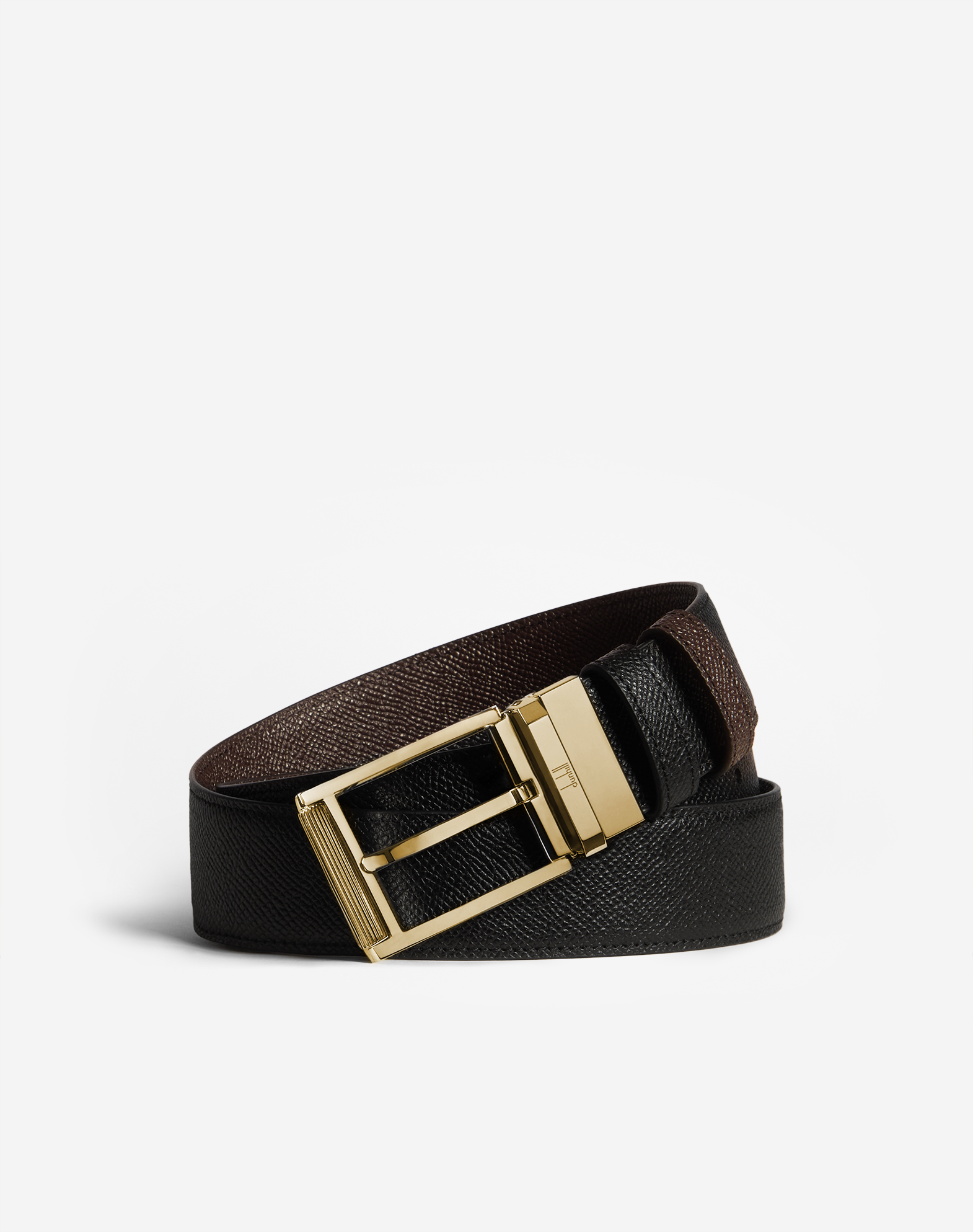 DUNHILL REVERSIBLE 35MM RECTANGULAR ROLLER CADOGAN LEATHER BELT
