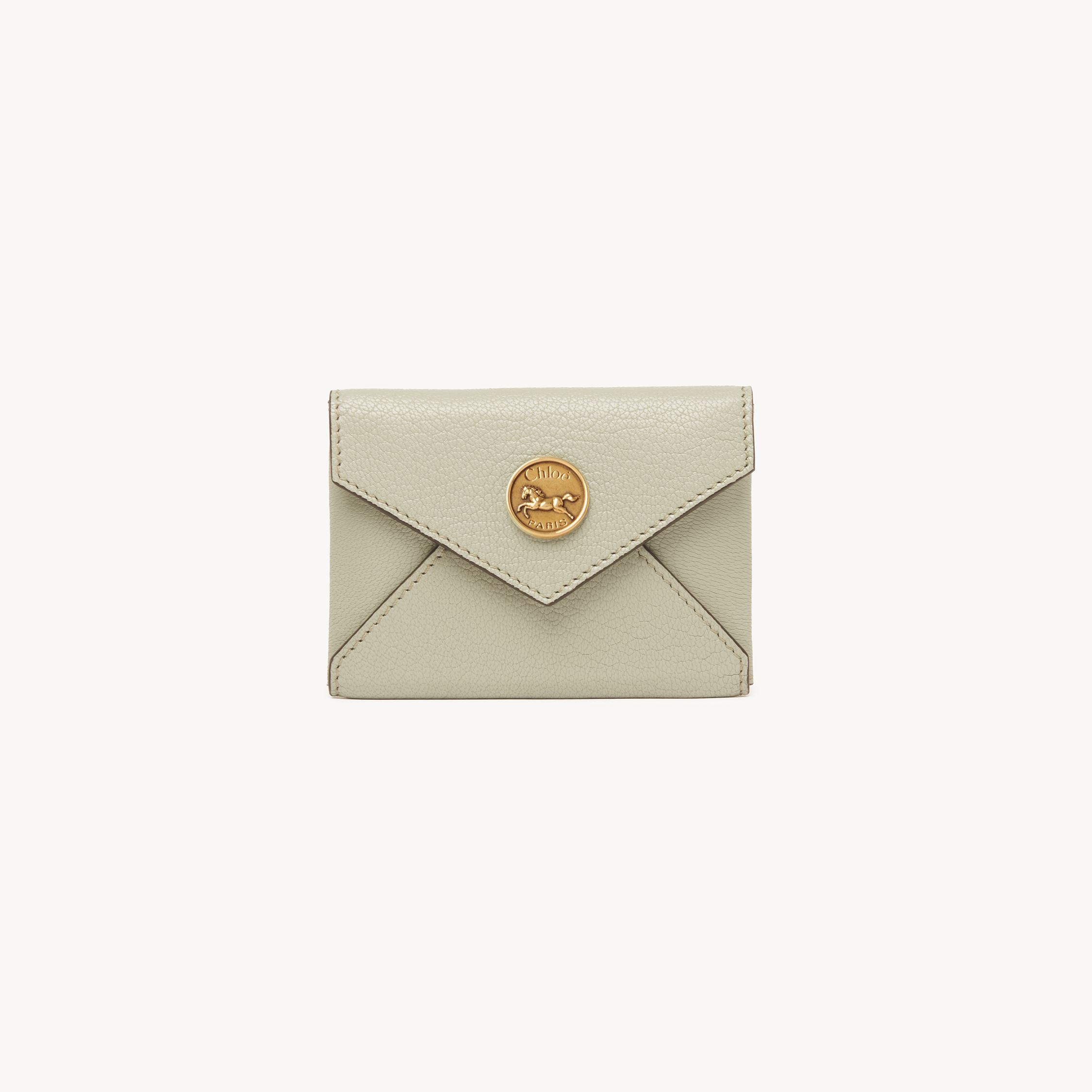 Chloé Porte-cartes Envelope En Cuir Grainé Femme Beige Taille Onesize 100% Peau De Chèvre In Beige