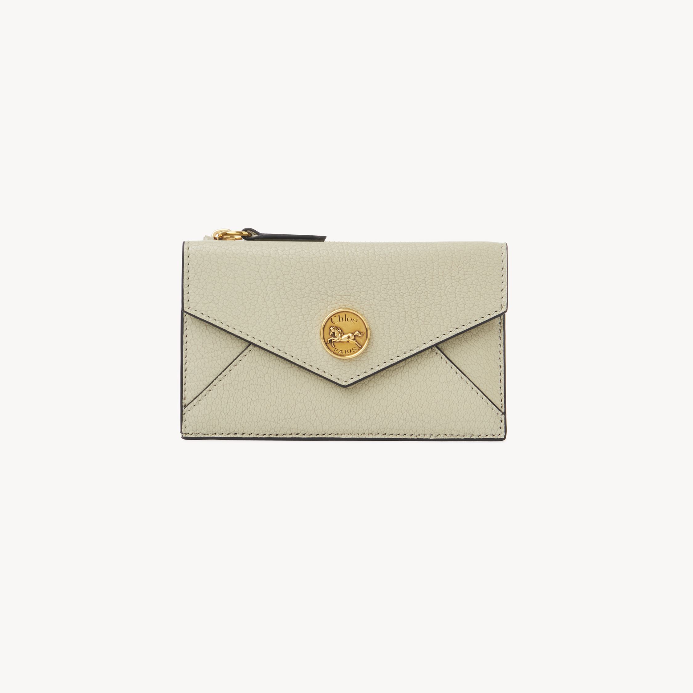 Chloé Small Envelope Purse With Card Slots In Grained Leather Beige Size Onesize 100% Goatskin In Beige
