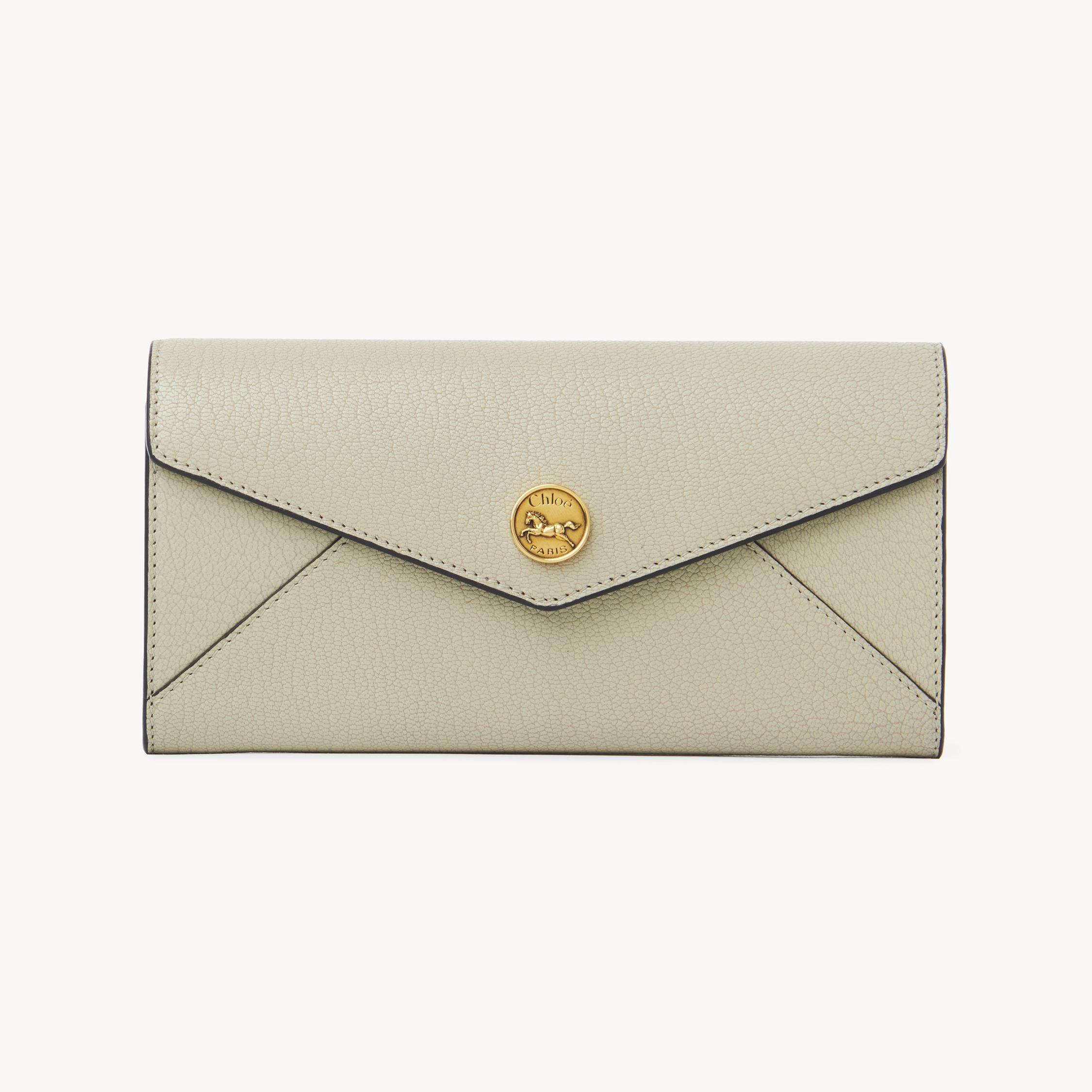 Chloé Portefeuille Long À Rabat Envelope En Cuir Grainé Femme Beige Taille Onesize 100% Peau De Chèvre In Beige