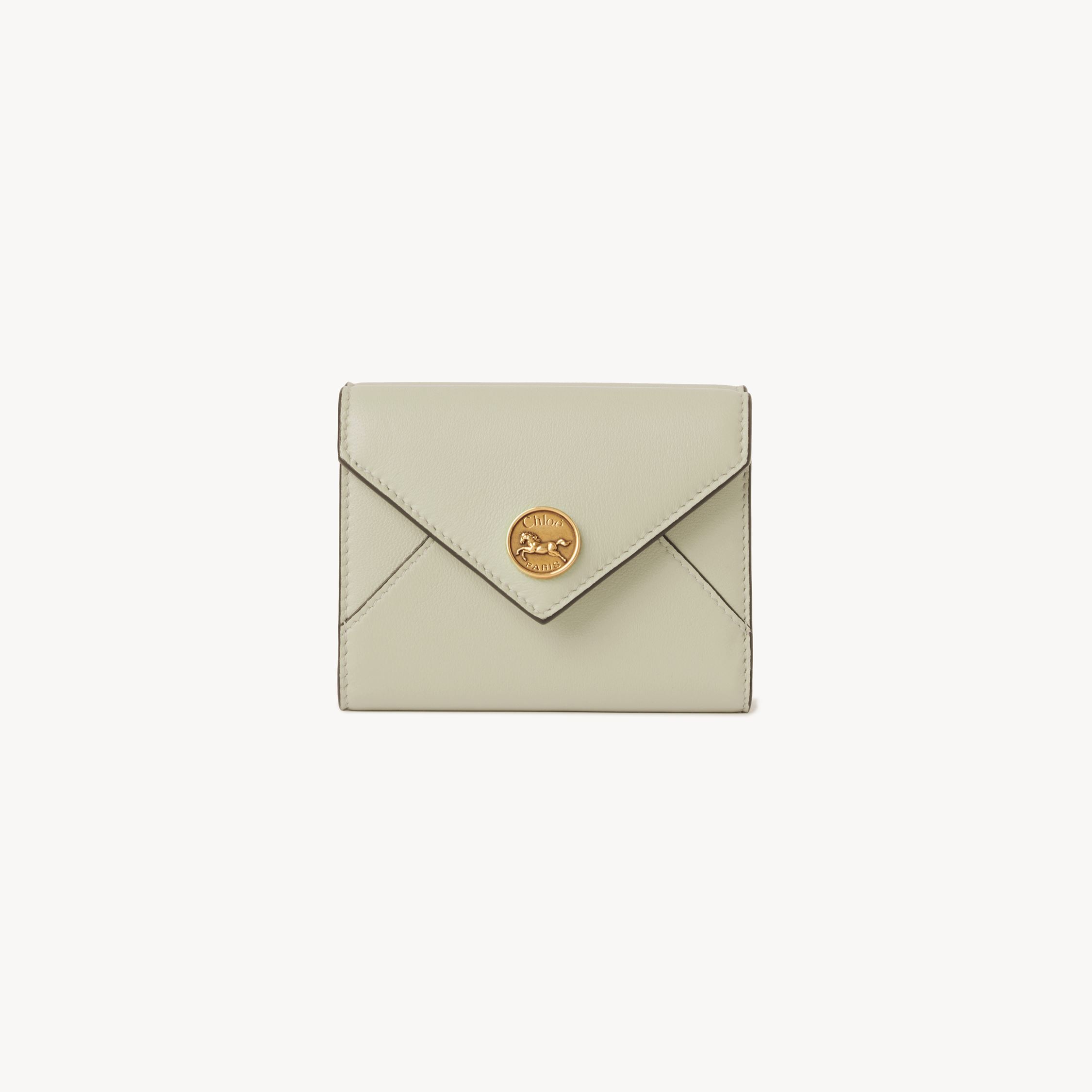 Chloé Petit Portefeuille À Trois Volets Envelope En Cuir Grainé Femme Beige Taille Onesize 100% Peau De Ch In Beige
