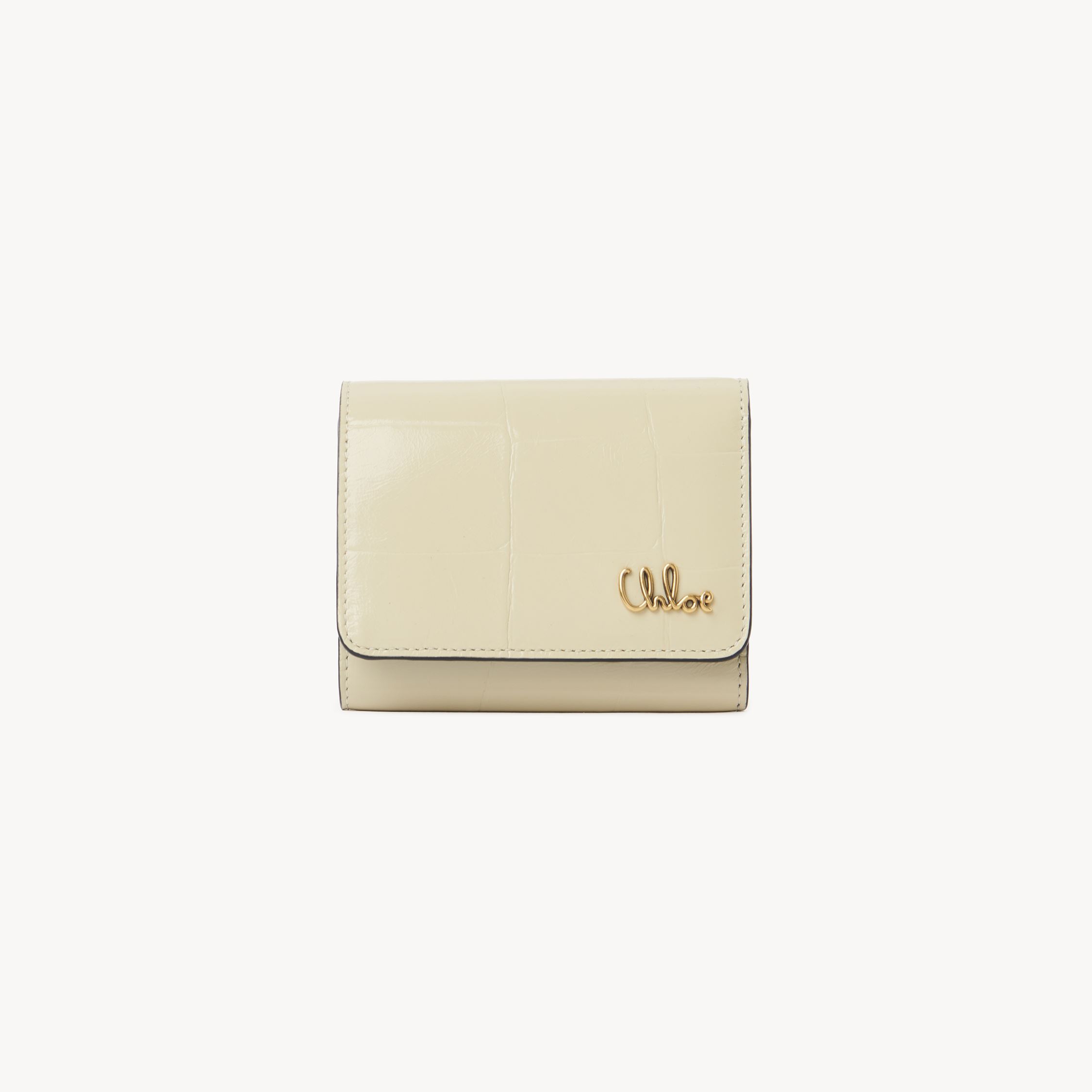 Chloé Petit Portefeuille À Trois Volets  Iconic En Cuir Effet Crocodile Femme Beige Taille Onesize 10 In Beige