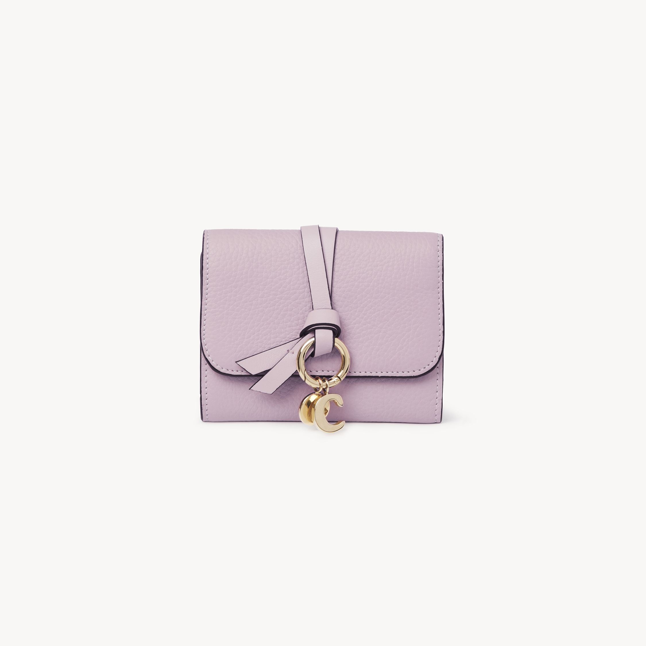 Chloé Small Alphabet Tri-fold In Grained Leather Purple Size Onesize 100% Calf-skin Leather In Purple