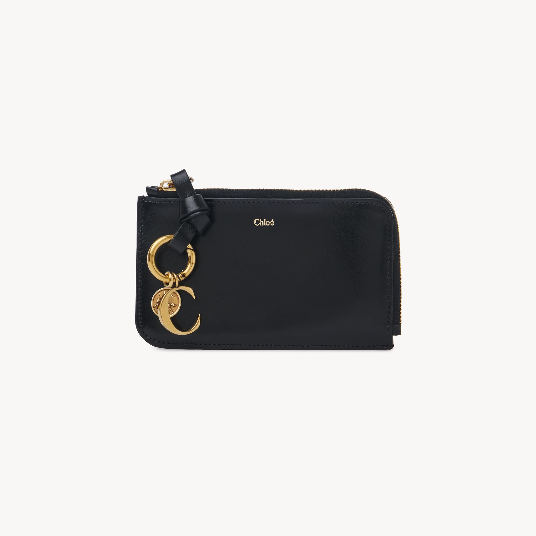 Chloé Alphabet Purse In Shiny Leather Black Size Onesize 100% Calf-skin Leather In Black