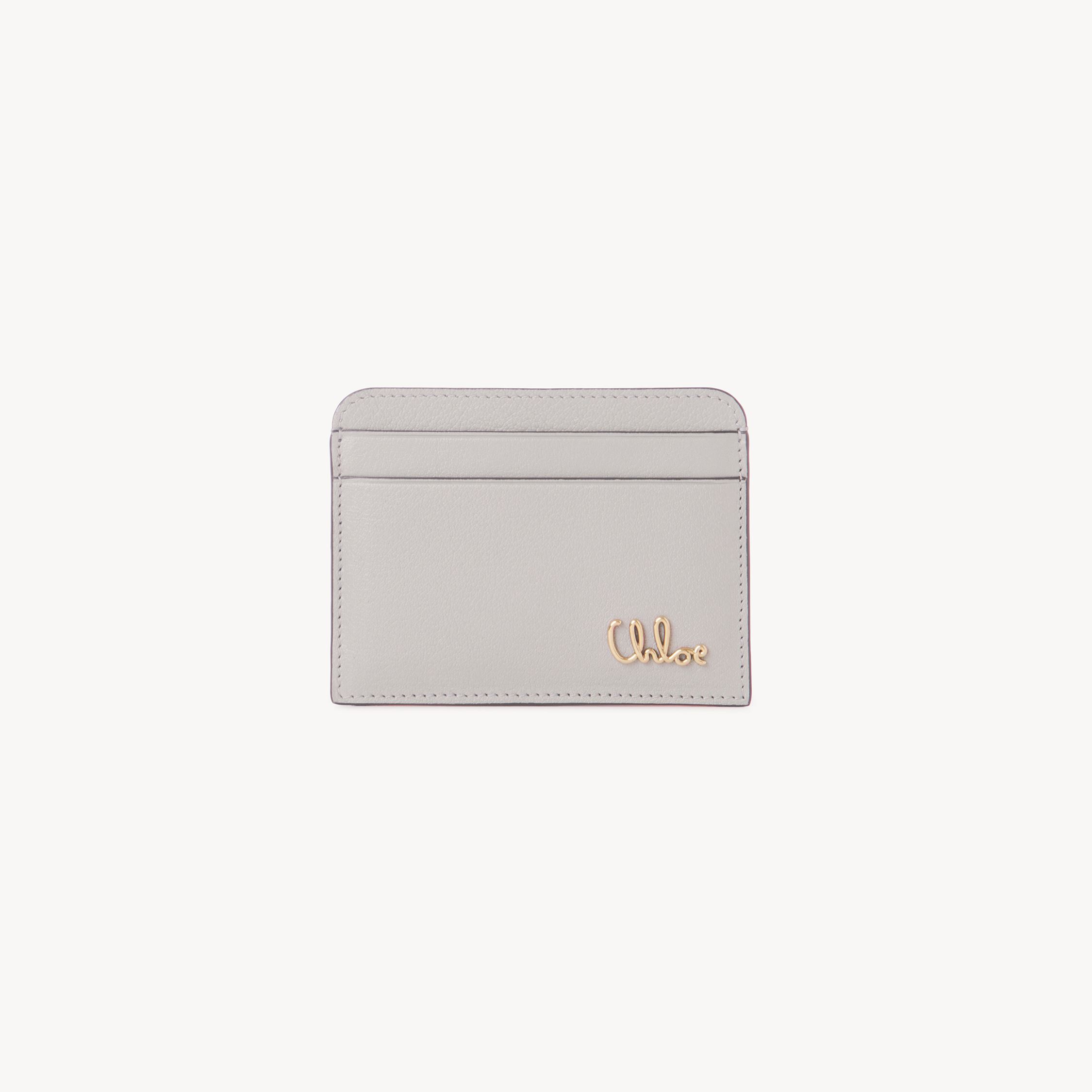 Shop Chloé Porte-cartes  Iconic En Cuir Grainé Femme Gris Taille Onesize 100% Bubalus Bubalis, Farmed, Coo