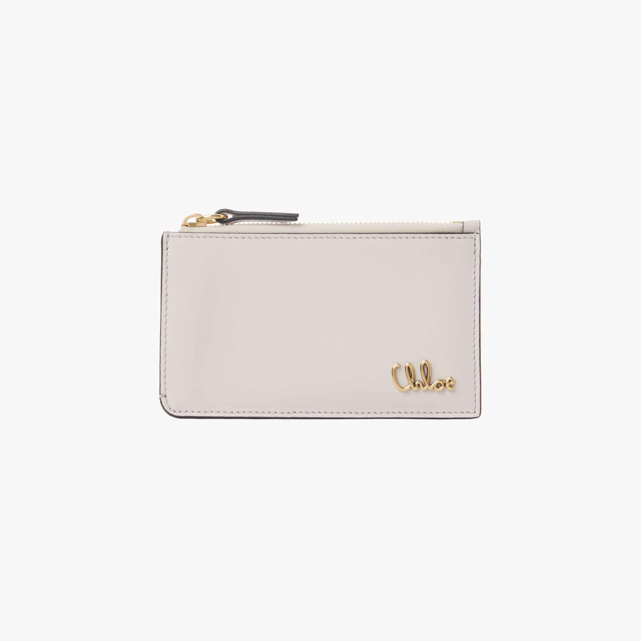Chloé Small  Iconic Purse With Card Slots In Grained Leather Grey Size Onesize 100% Bubalus Bubalis,