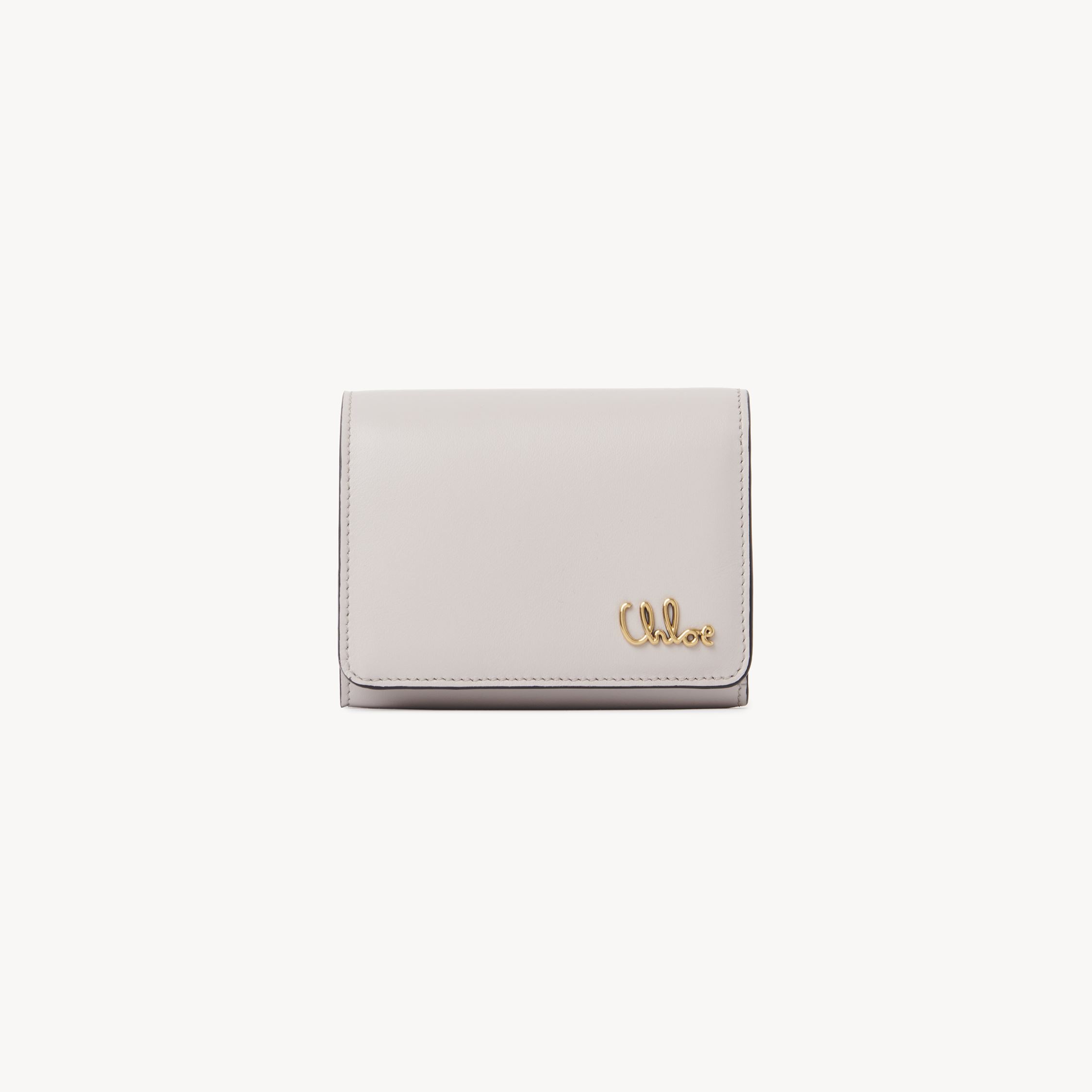 Chloé Petit Portefeuille À Trois Volets  Iconic En Cuir Grainé Femme Gris Taille Onesize 100% Bubalus