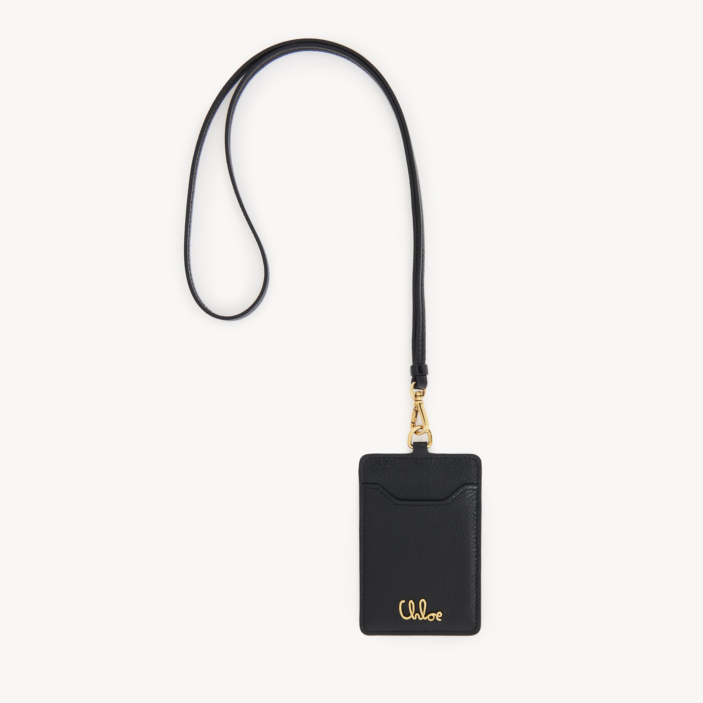 Chloé Iconic Pass Holder In Grained Leather In Black