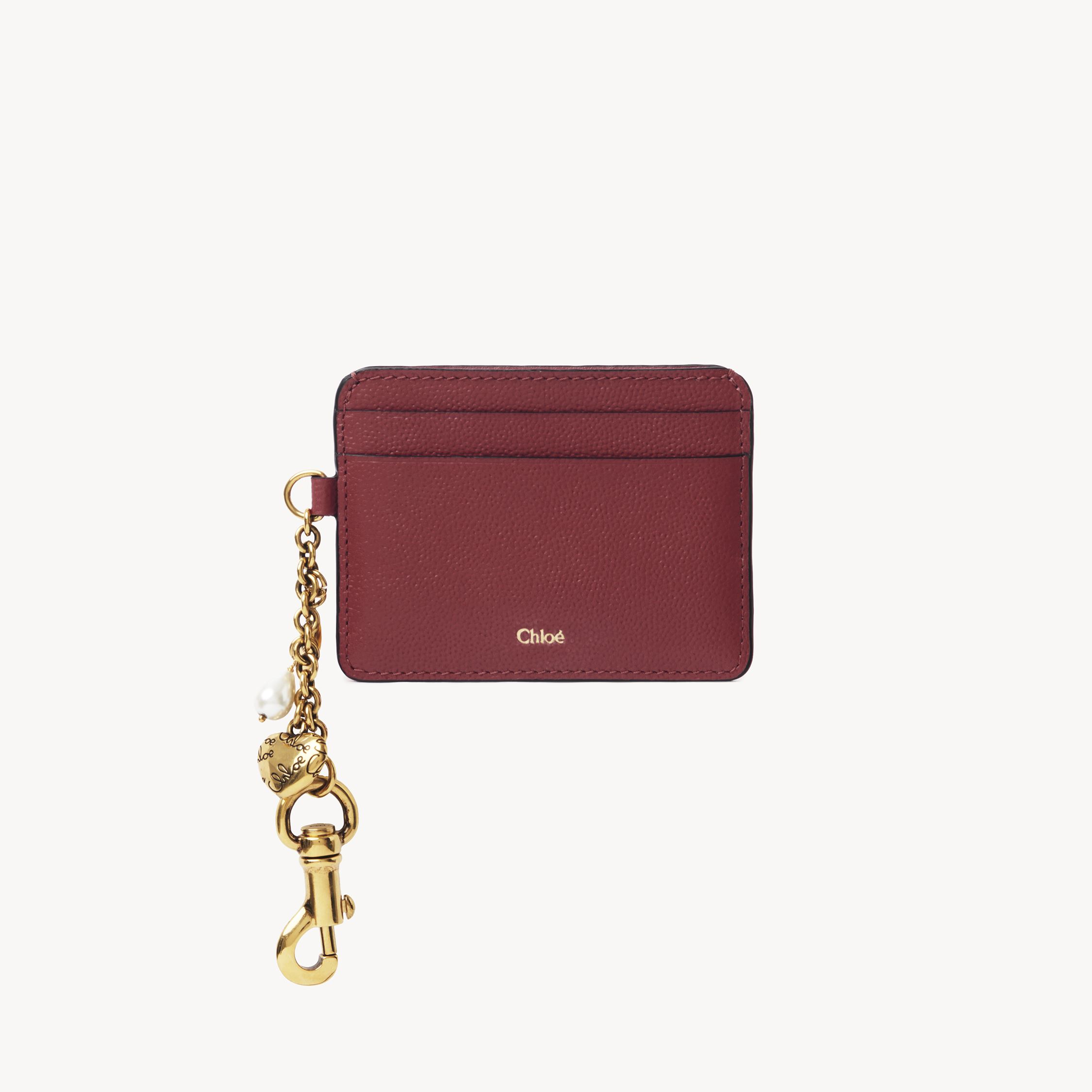 Chloé Charms Card Holder In Grained Leather Red Size Onesize 100% Calf-skin Leather In Brown