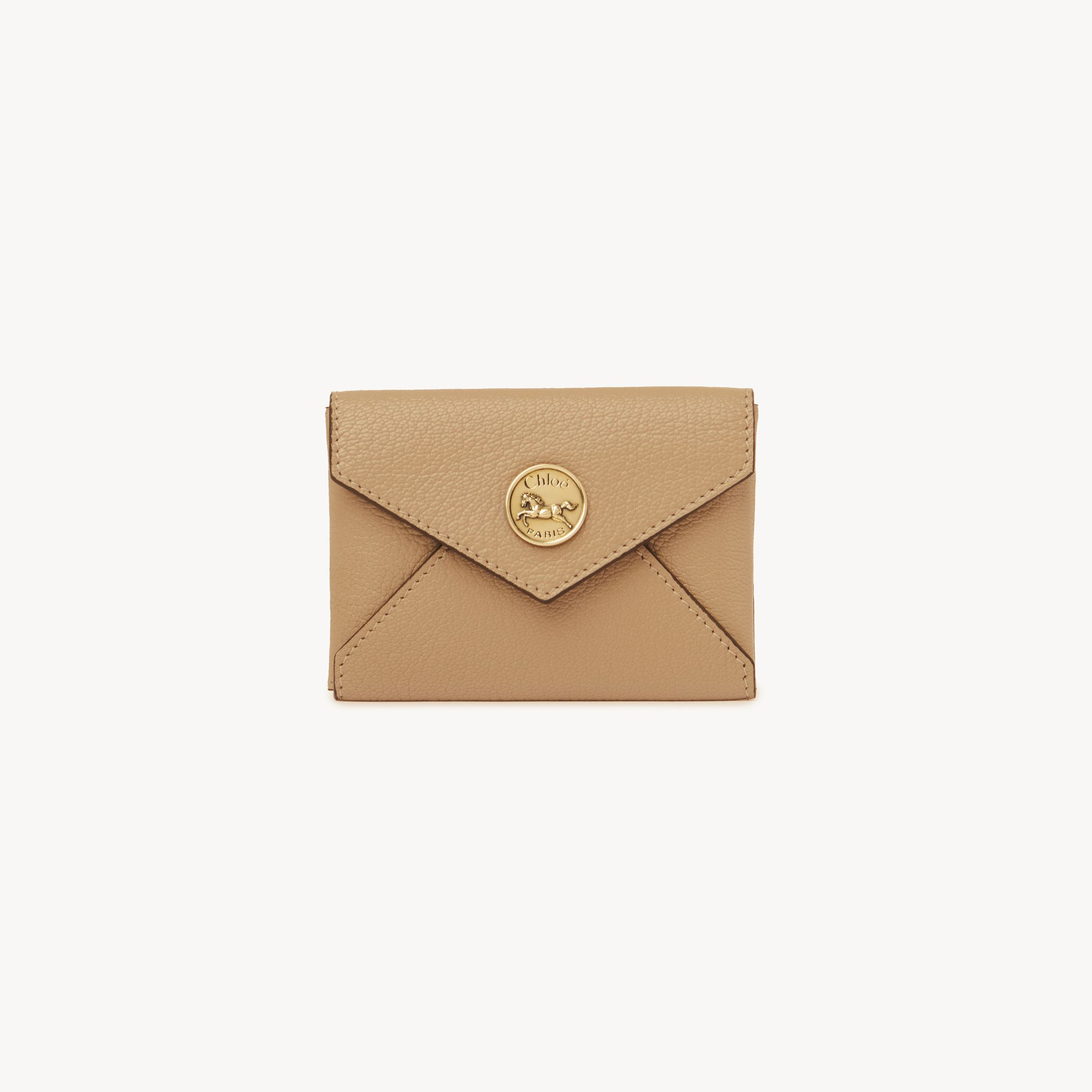 Shop Chloé Porte-cartes Envelope En Cuir Grainé Femme Beige Taille Onesize 100% Peau De Chèvre