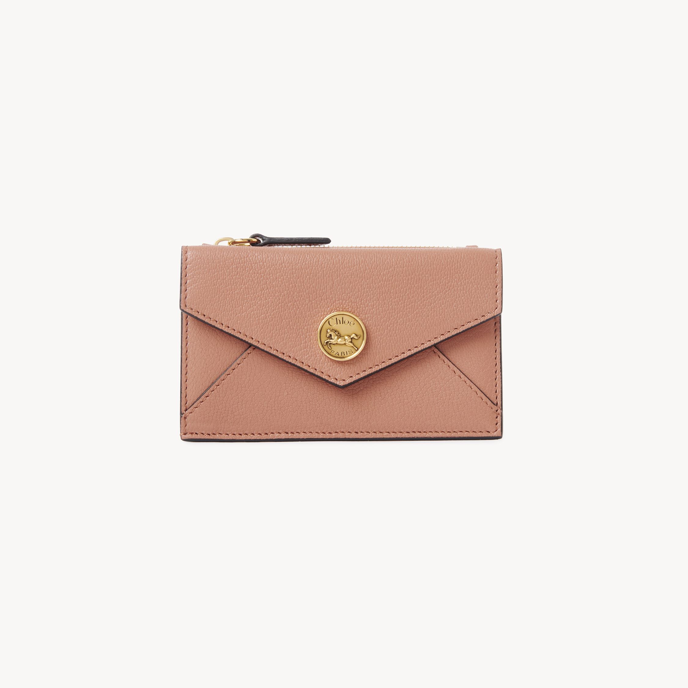 Chloé Small Envelope Purse With Card Slots In Grained Leather Orange Size Onesize 100% Goatskin