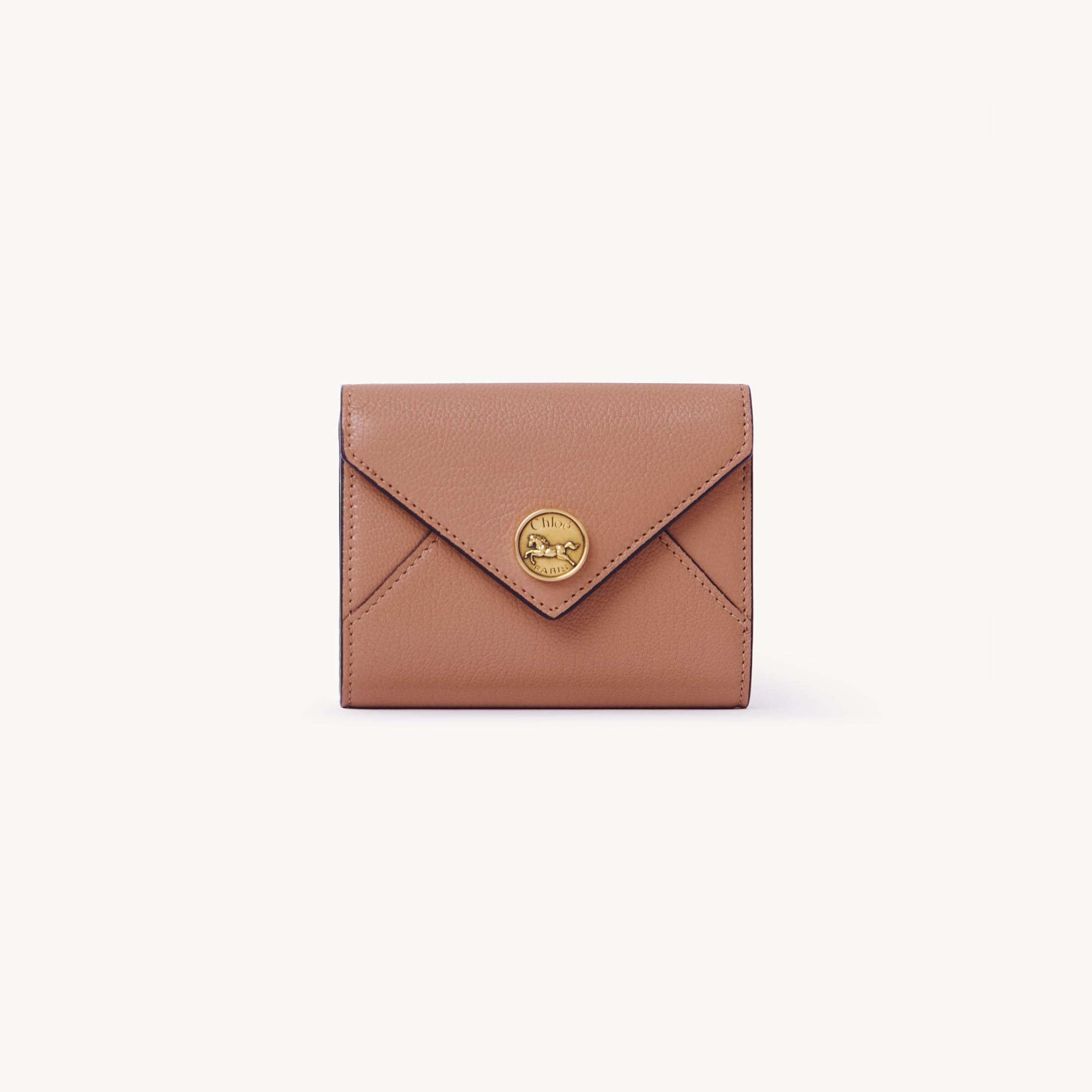 Chloé Small Envelope Tri-fold In Grained Leather Orange Size Onesize 100% Goatskin