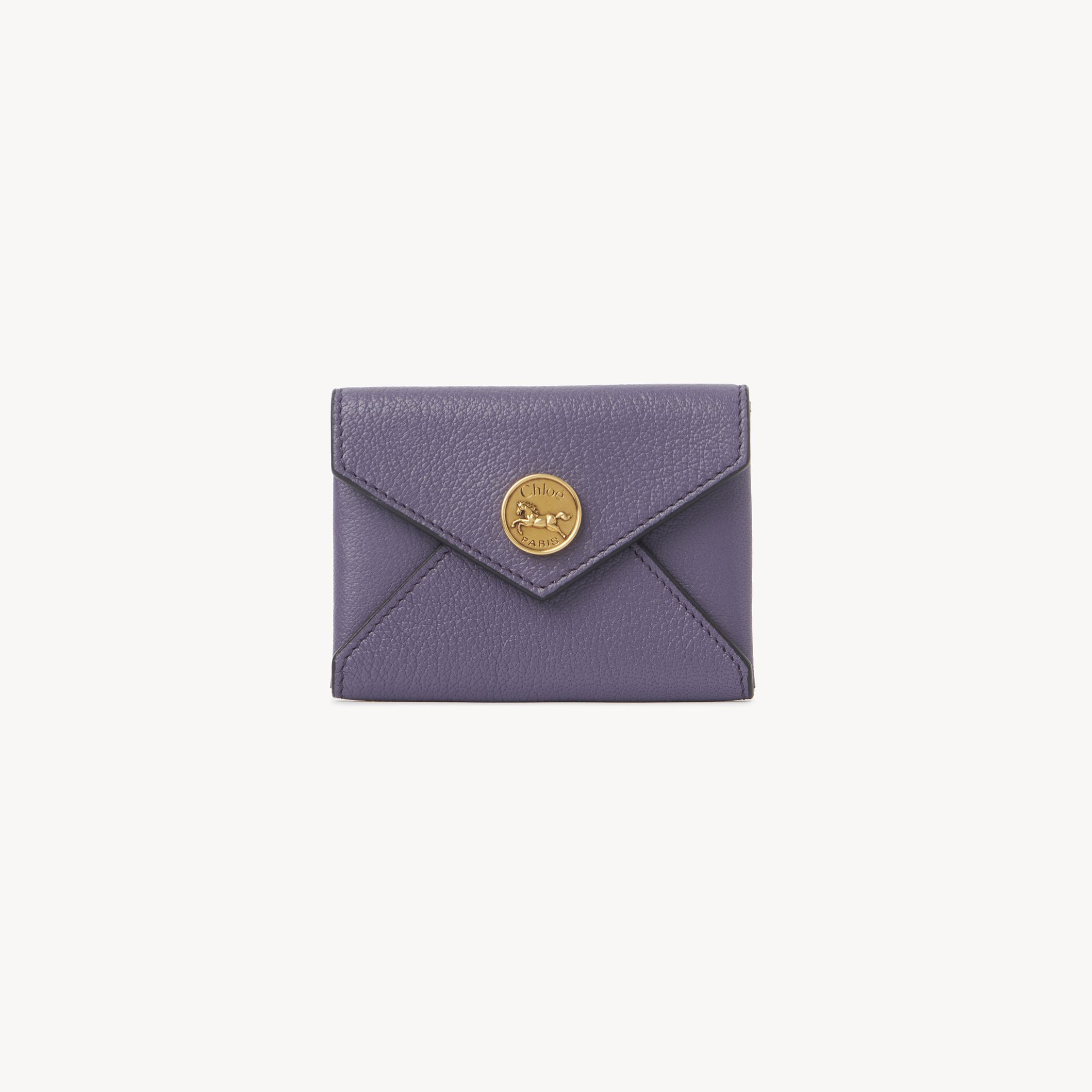 Chloé Envelope Card Holder In Grained Leather Purple Size Onesize 100% Goatskin