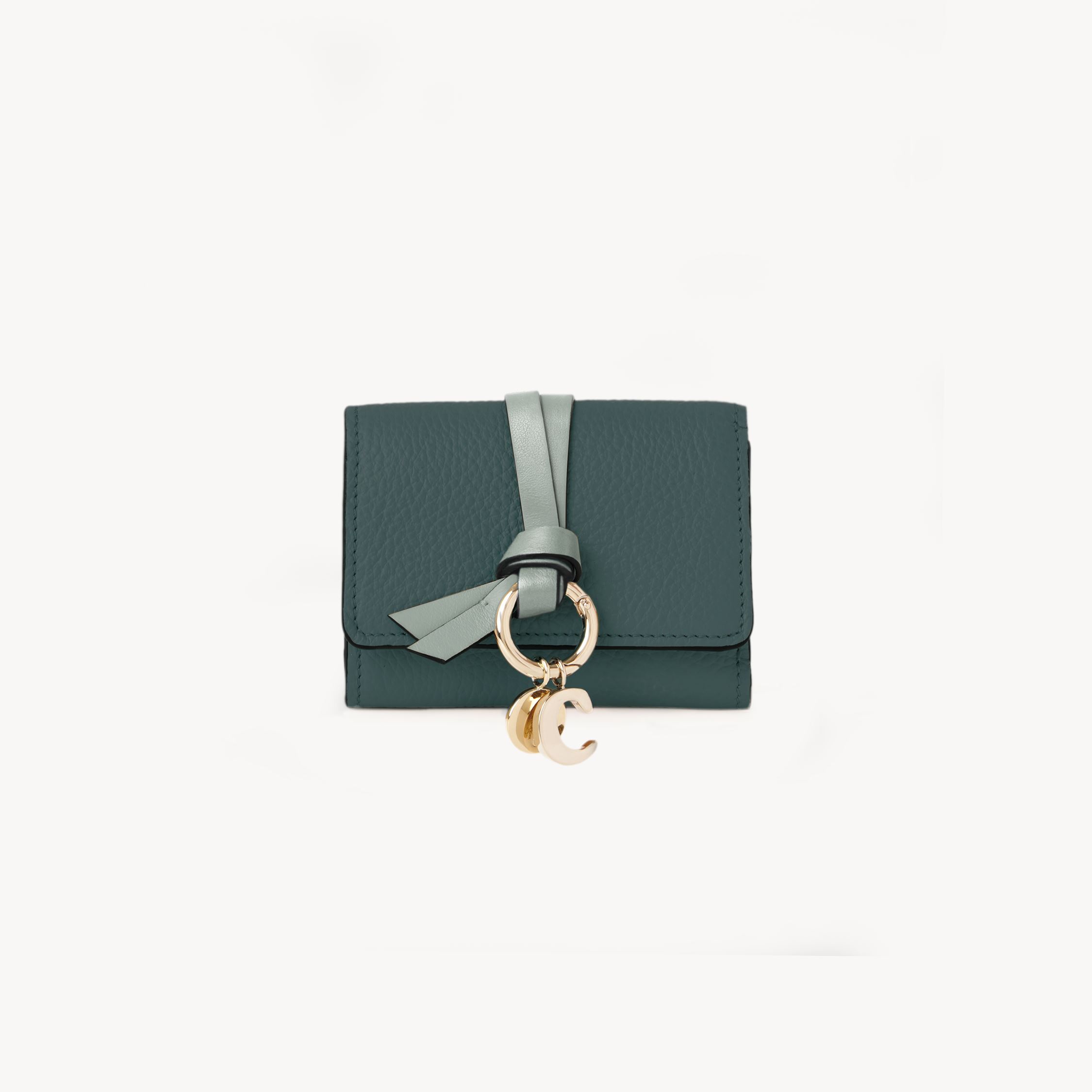 Chloé Mini Alphabet Tri-fold In Grained Leather Blue Size Onesize 100% Calf-skin Leather In Blue
