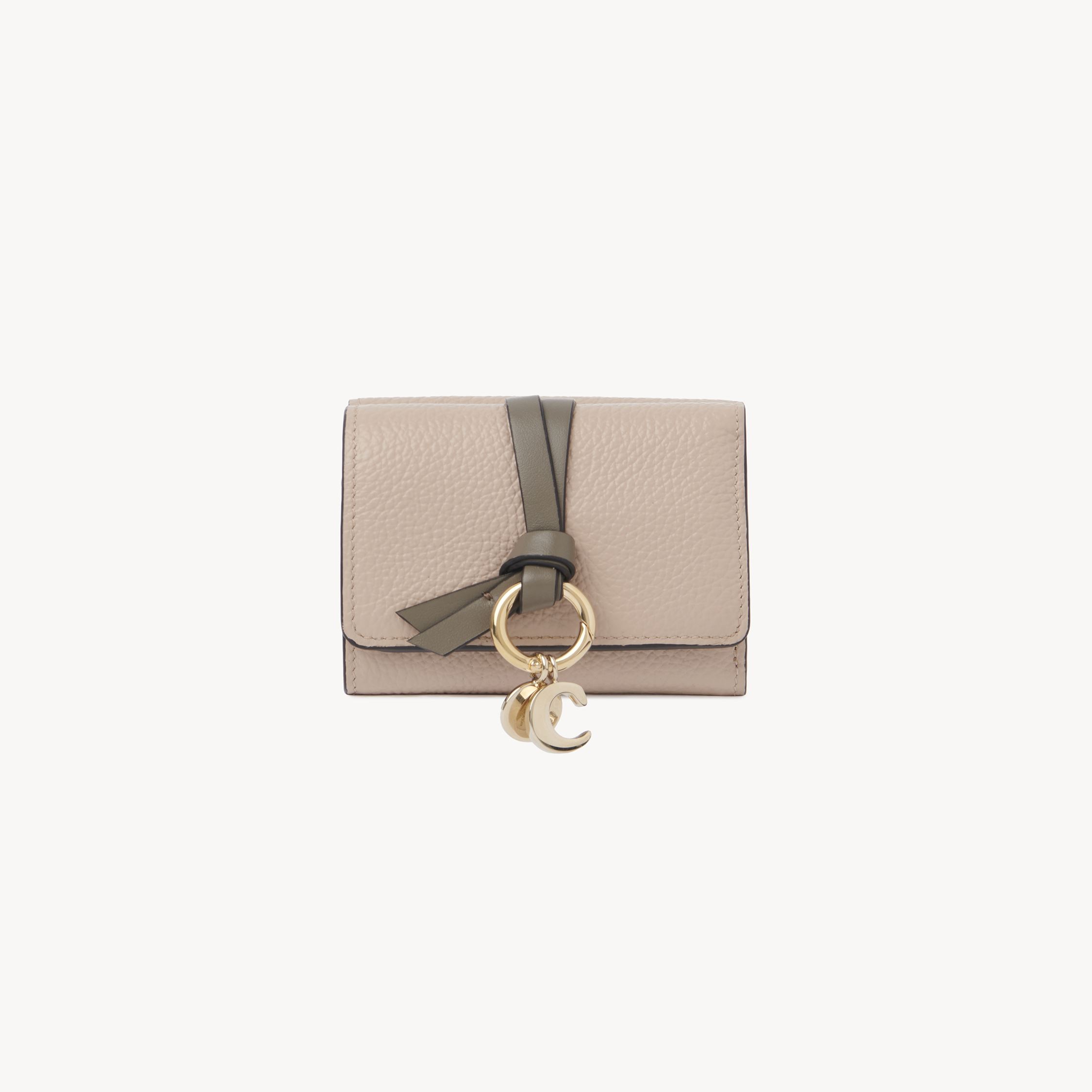 Chloé Mini Alphabet Tri-fold In Grained Leather Pink Size Onesize 100% Calf-skin Leather