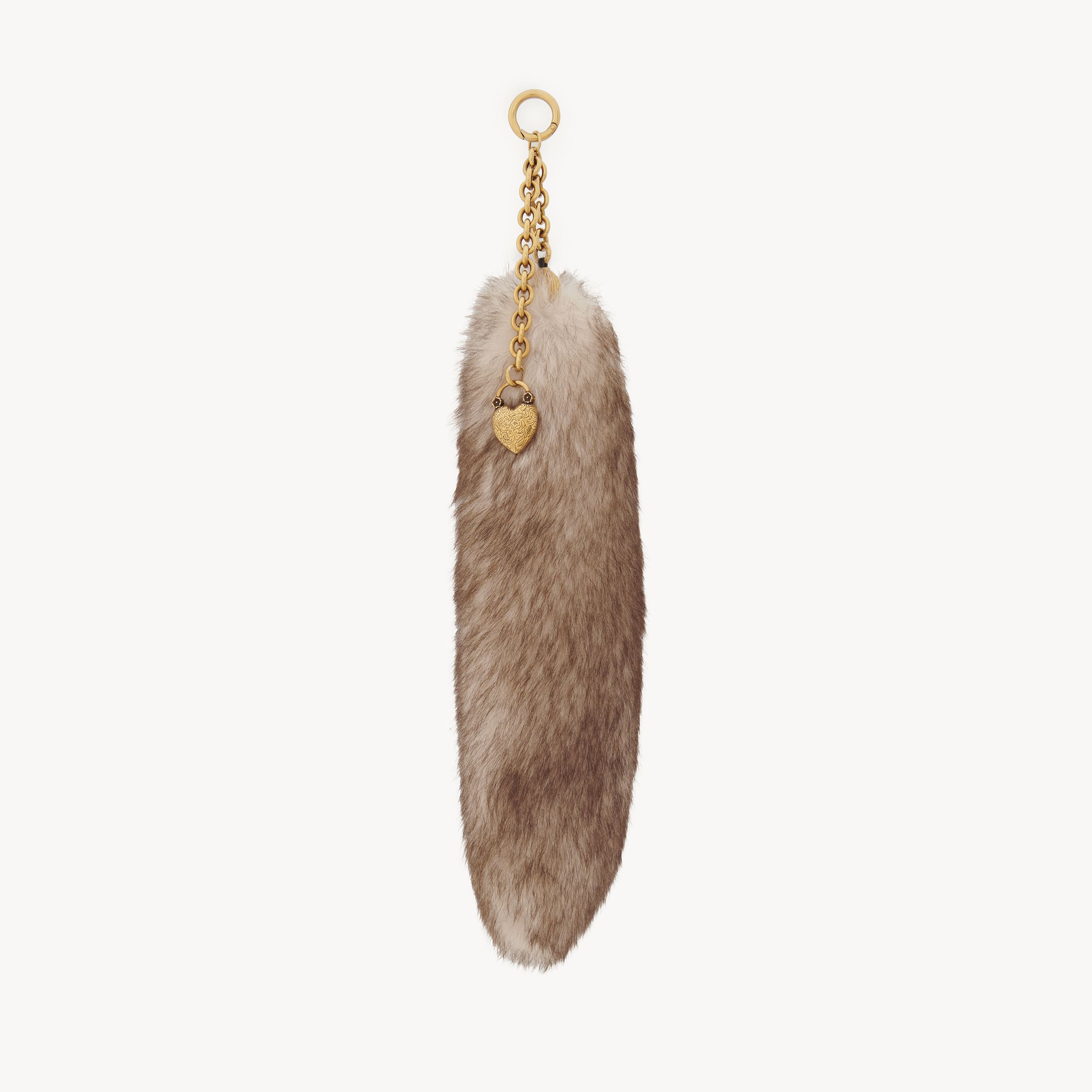 Chloé The Treasure Tails Charm In Shearling Beige Size Onesize 100% Lambskin In Brown