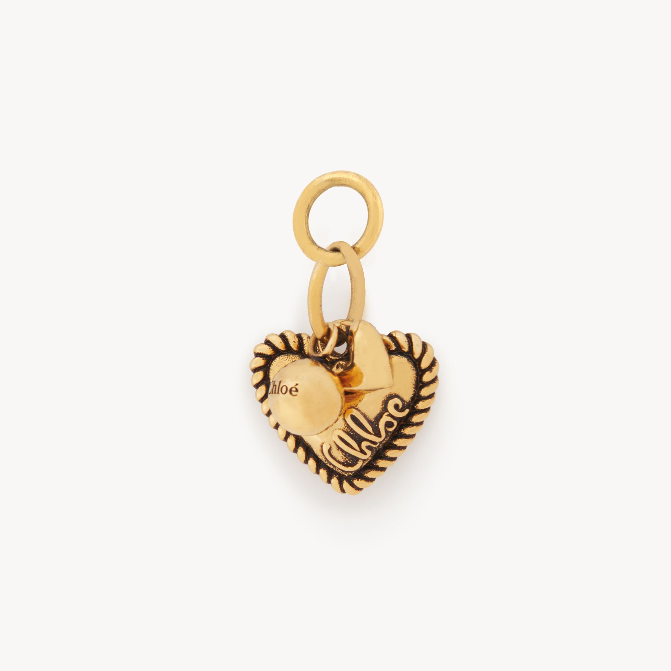 Chloé Pearl & Heart Charm In Brass Gold Size Onesize 100% Brass In Gold