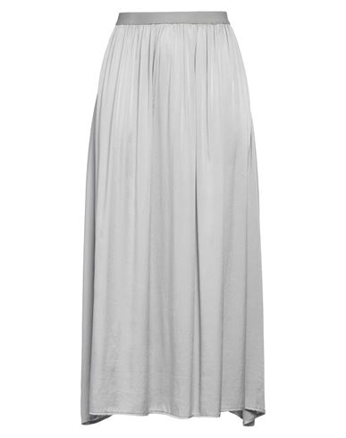 Rossopuro Woman Maxi Skirt Grey Size L Silk, Elastic Fibres In Gray