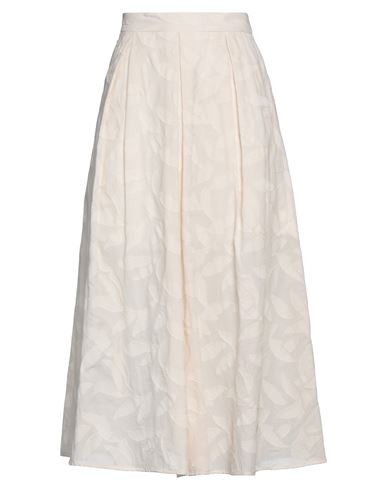 Caractere Caractère Woman Midi Skirt Ivory Size 14 Cotton, Polyester In White