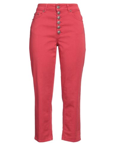 Shop Dondup Woman Jeans Red Size 25 Cotton, Elastomultiester, Elastane